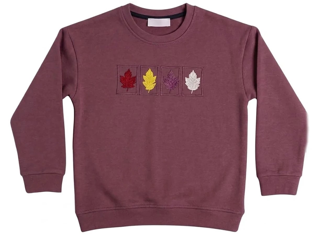 Girls' Leaf Embroidery Crew Neck Sweatshirt - CMK - by Peralane