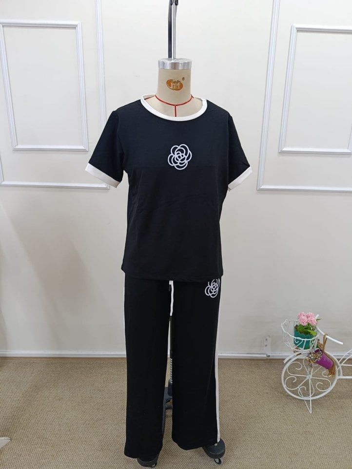 Women's Short-Sleeve Crew Neck Viscose Two-Thread Blouse and Trousers Two-Piece Set - Janes - by Peralane - photo 6