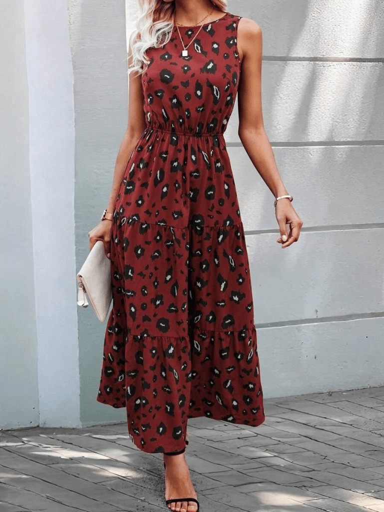 Women's Sleeveless Round Neck Elasticated Waist Printed Suprem Dress - Janes - by Peralane - photo 3
