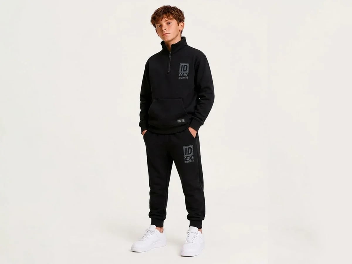 Core Printed Fleece 3-Thread Boys' Tracksuit Set - Koska - by Peralane