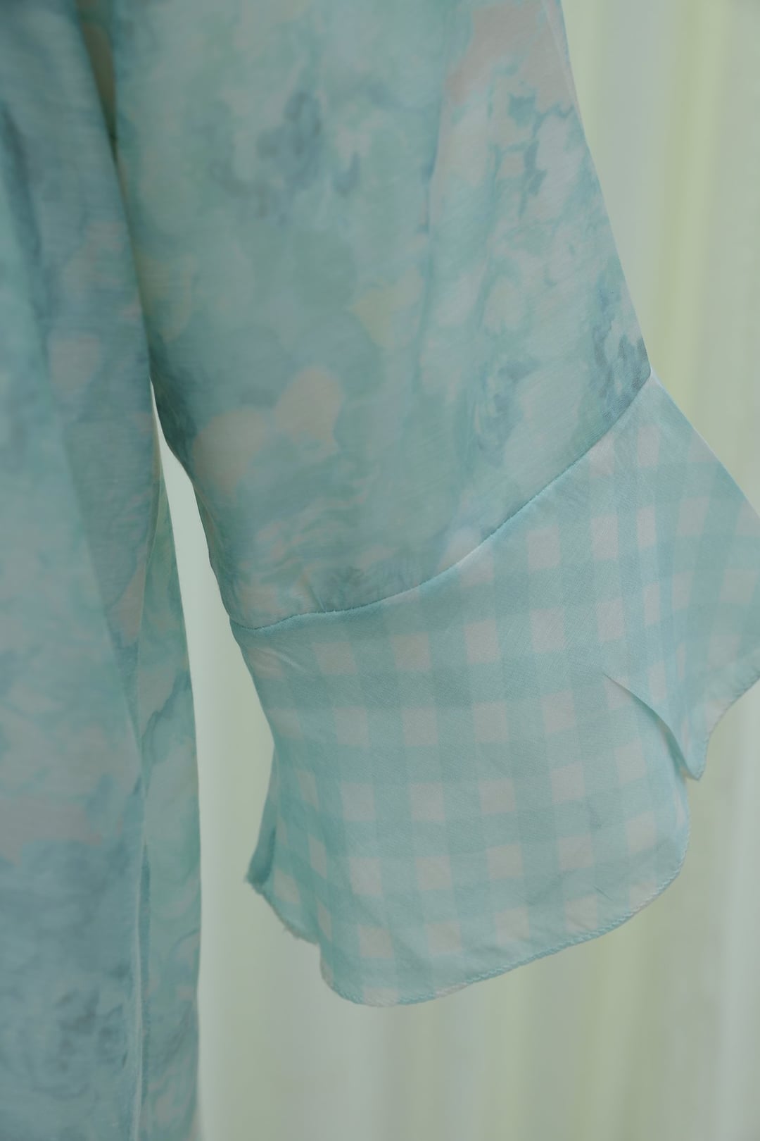 Tie Waist and Neckline Patterned Lined Chiffon Dress - Light Blue - Podyumplus - by Peralane - photo 8