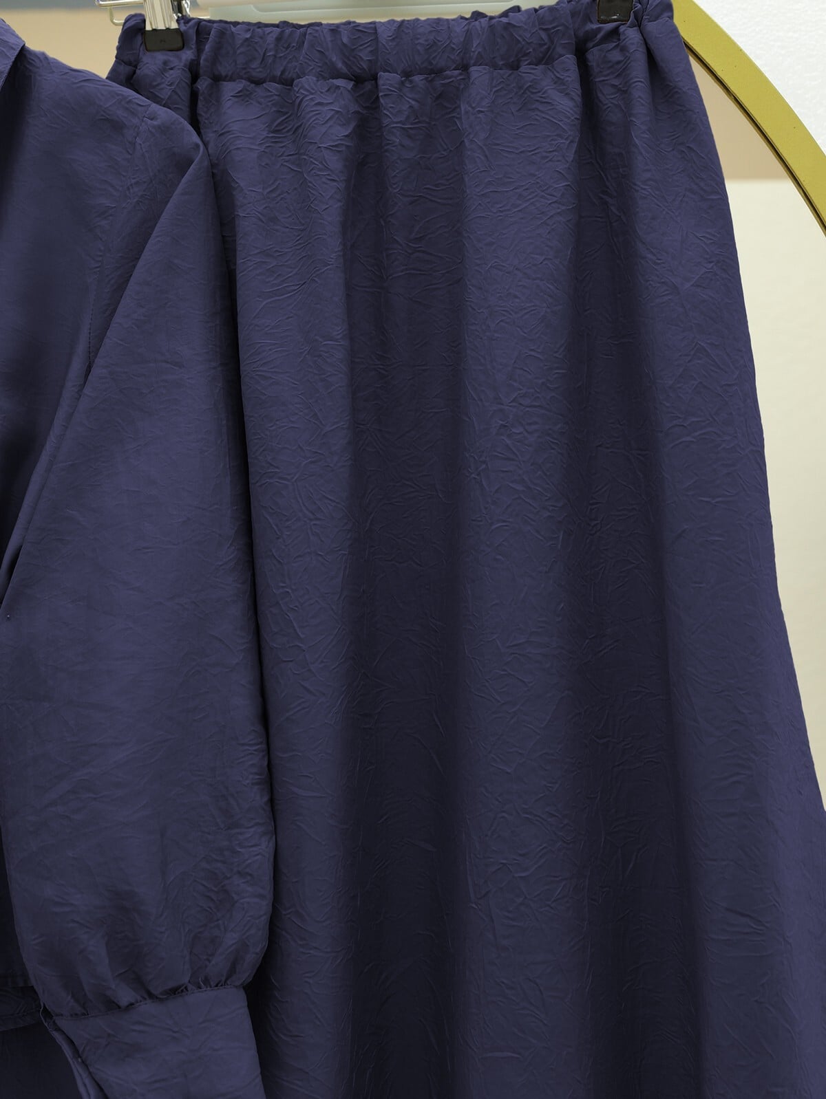 Navy Blue Satin Two-Piece Set with Ruffled Skirt and Belt - Podyumplus - by Peralane - photo 3