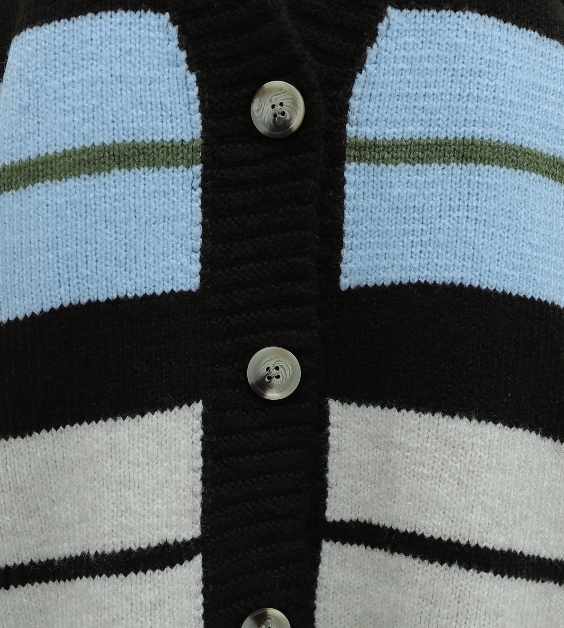 V-Neck Colorful Striped Buttoned Loose Knit Cardigan - Baby Blue - Podyumplus - by Peralane - photo 6