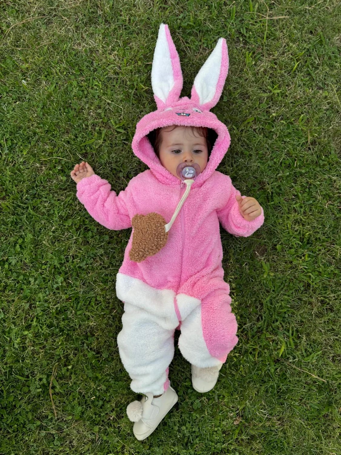 Pink Fleece Bunny Hooded Romper for Babies - Pack of 4 - Minizade - by Peralane