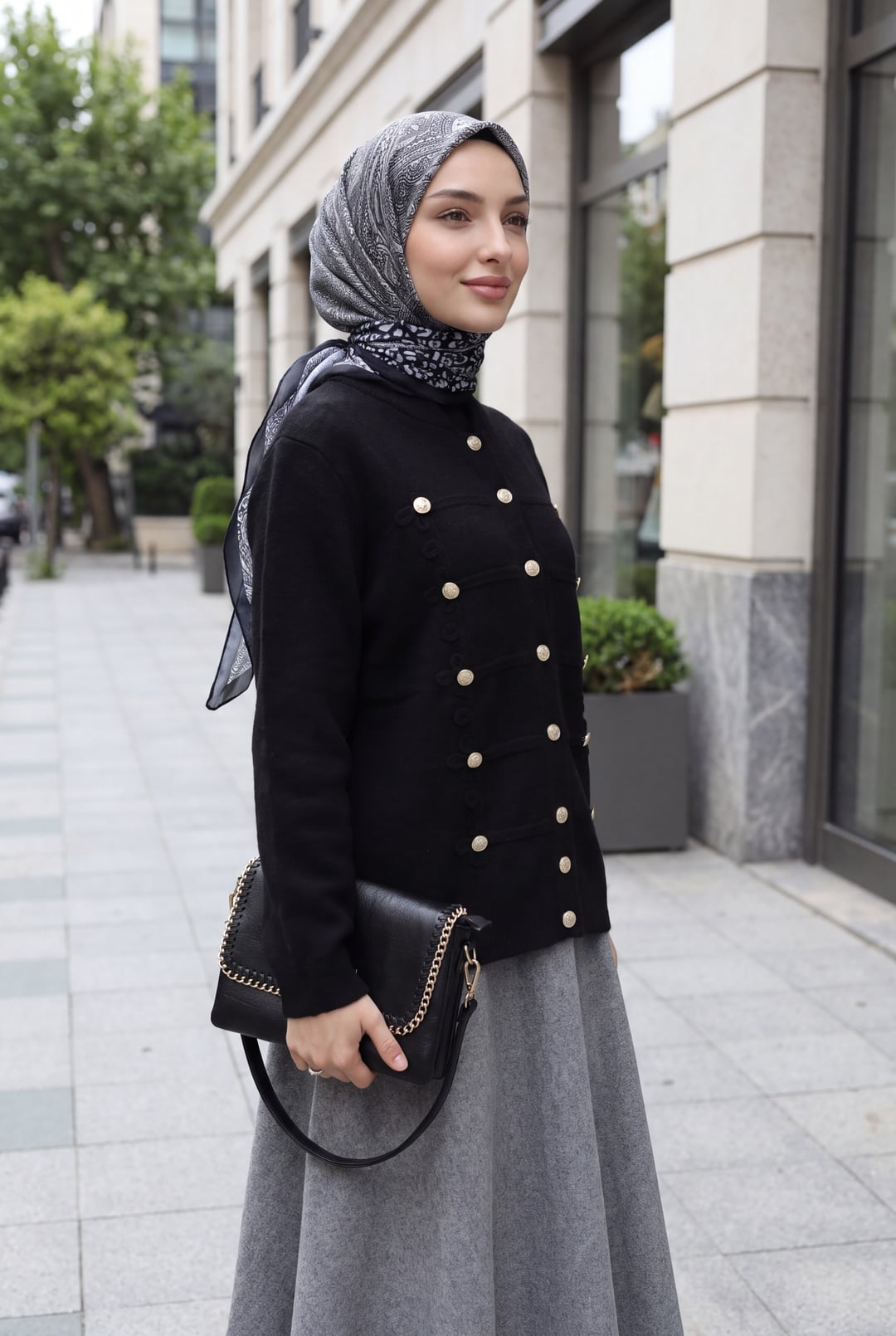 Black Multi-Button Polo Collar Soft Knit Cardigan - Podyumplus - by Peralane