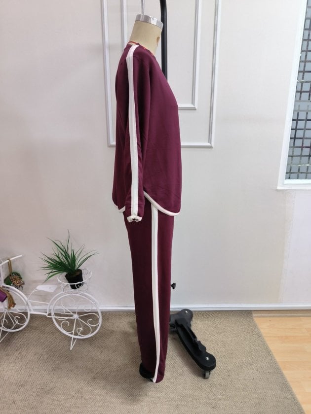 Women's Plum Knit Lounge Set with White Stripes - Pack of 6 - Janes - by Peralane - photo 6