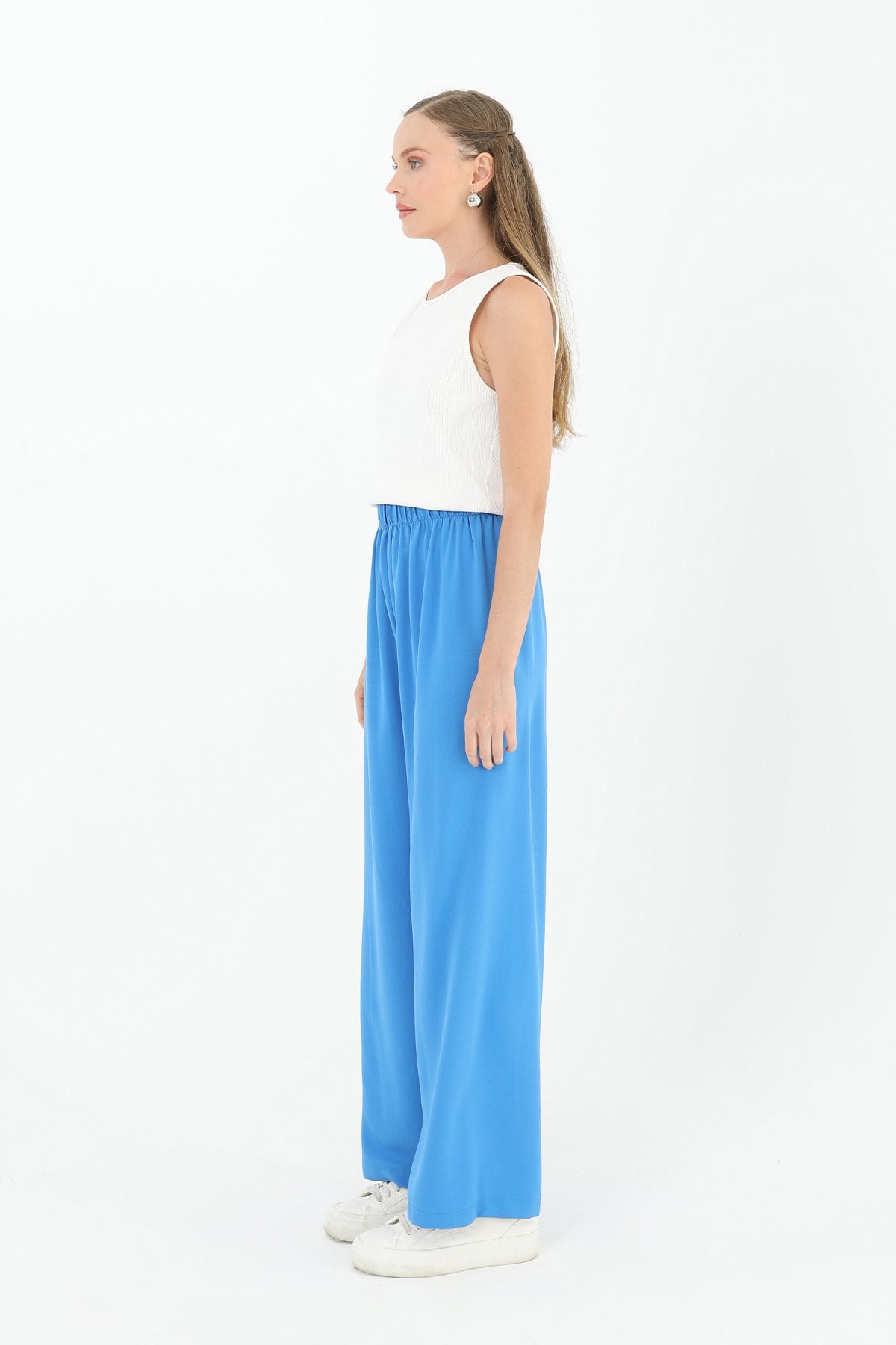 Women's Bright Blue Wide-Leg High-Waist Trousers - Puane - by Peralane - photo 2