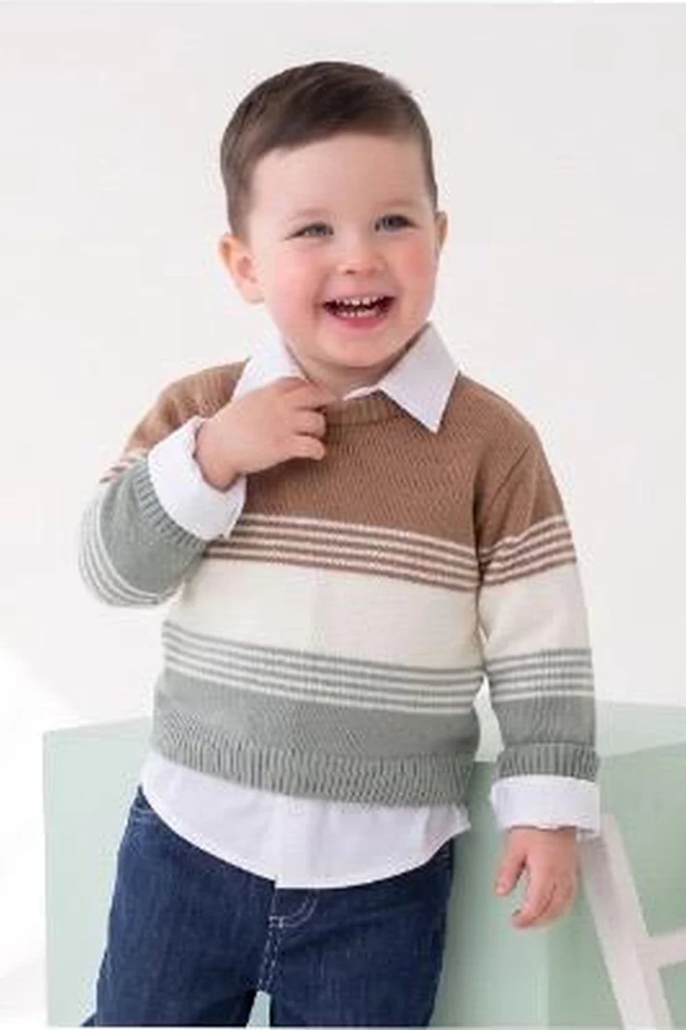 Boys' Knitted Sweater Set with Shirt - Grey - Has Bereket - by Peralane