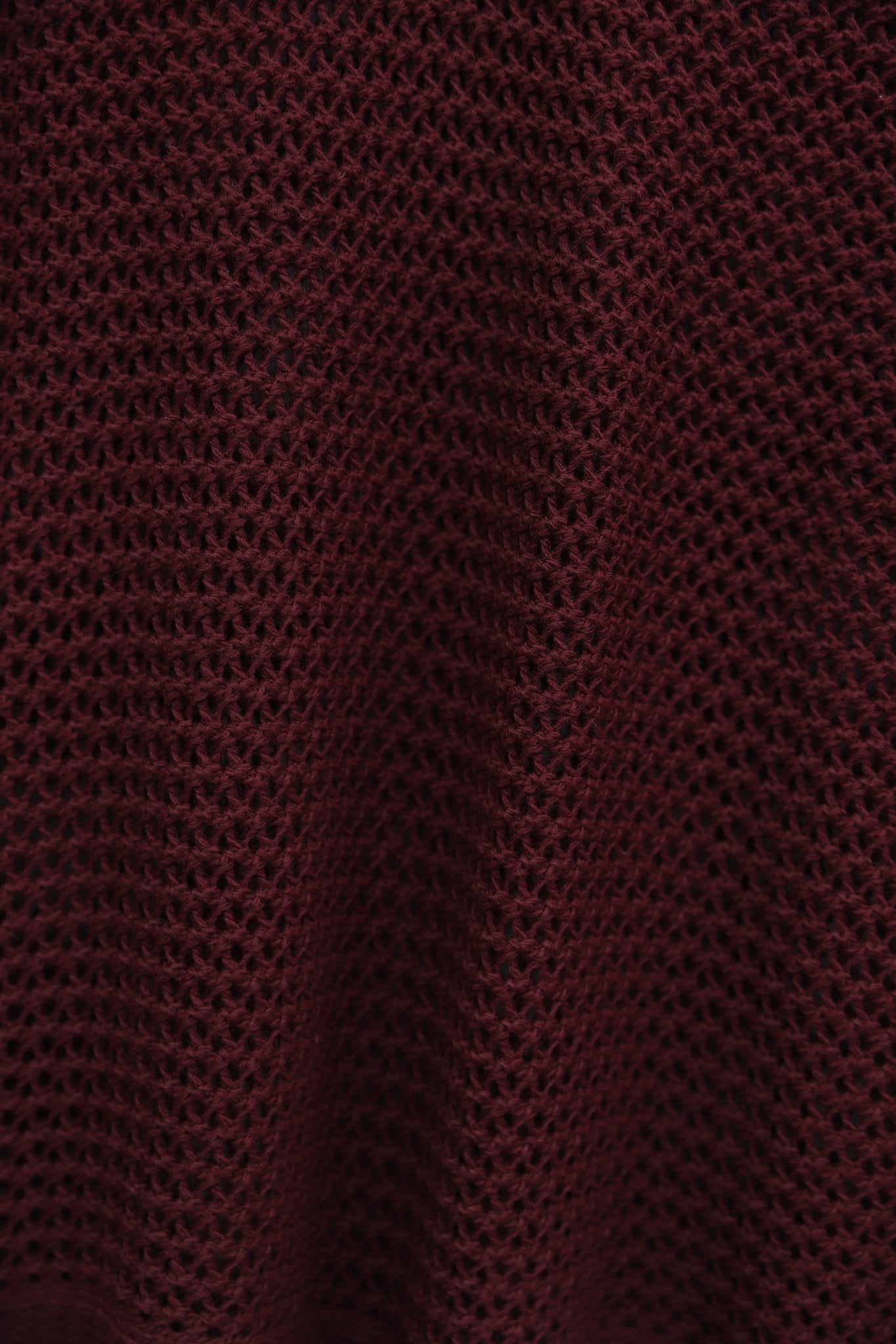 Batwing Sleeve Open-Weave Knit Sweater - Burgundy - Podyumplus - by Peralane - photo 5