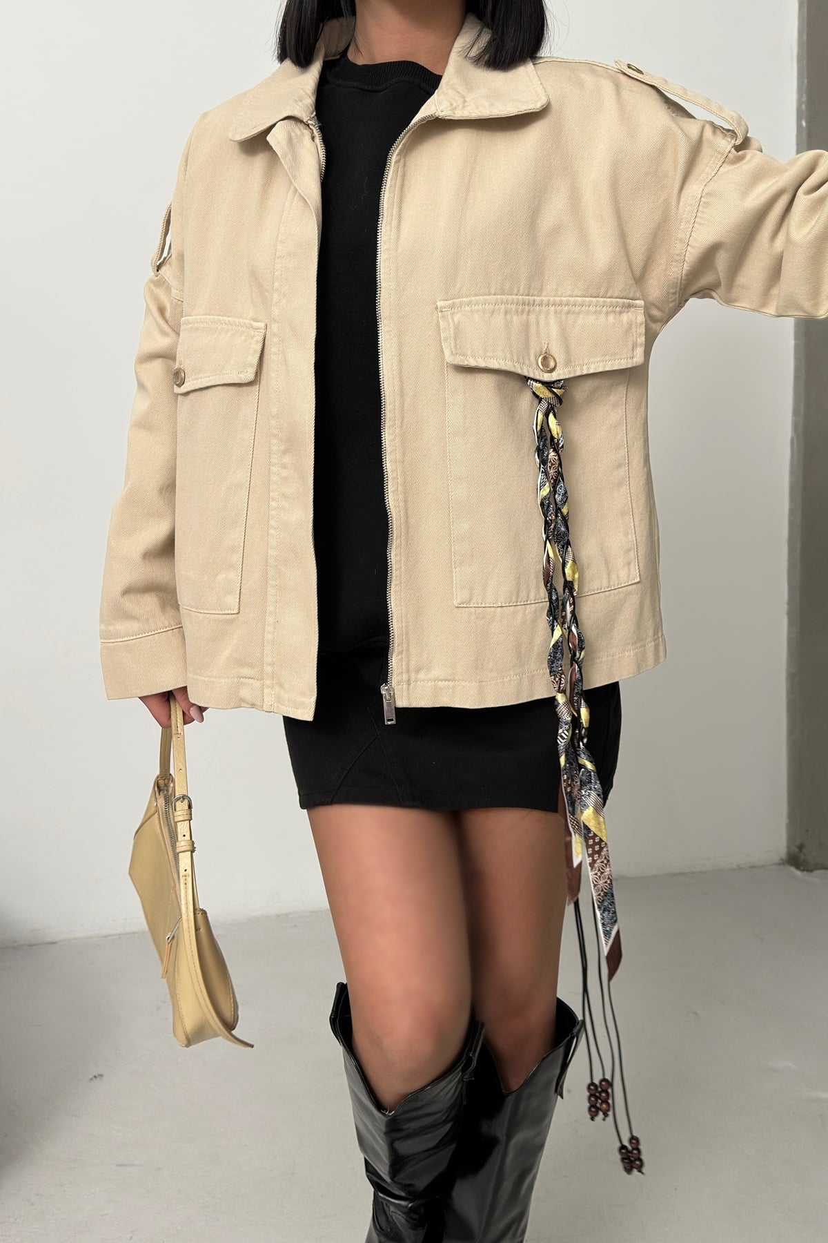 Stone Denim Jacket with Pockets 6254 - Xlove - by Peralane - photo 3