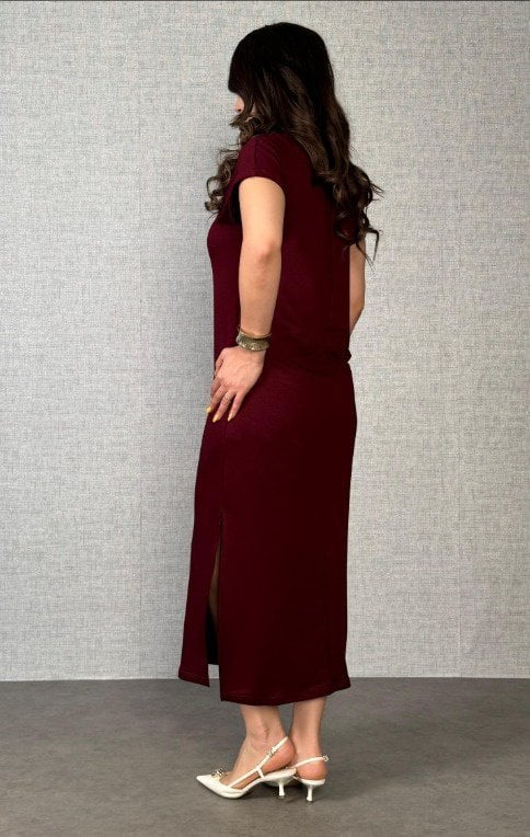 Women's Short Sleeve Polo Collar Side Slit Viscose Two-Thread Dress - Janes - by Peralane - photo 4