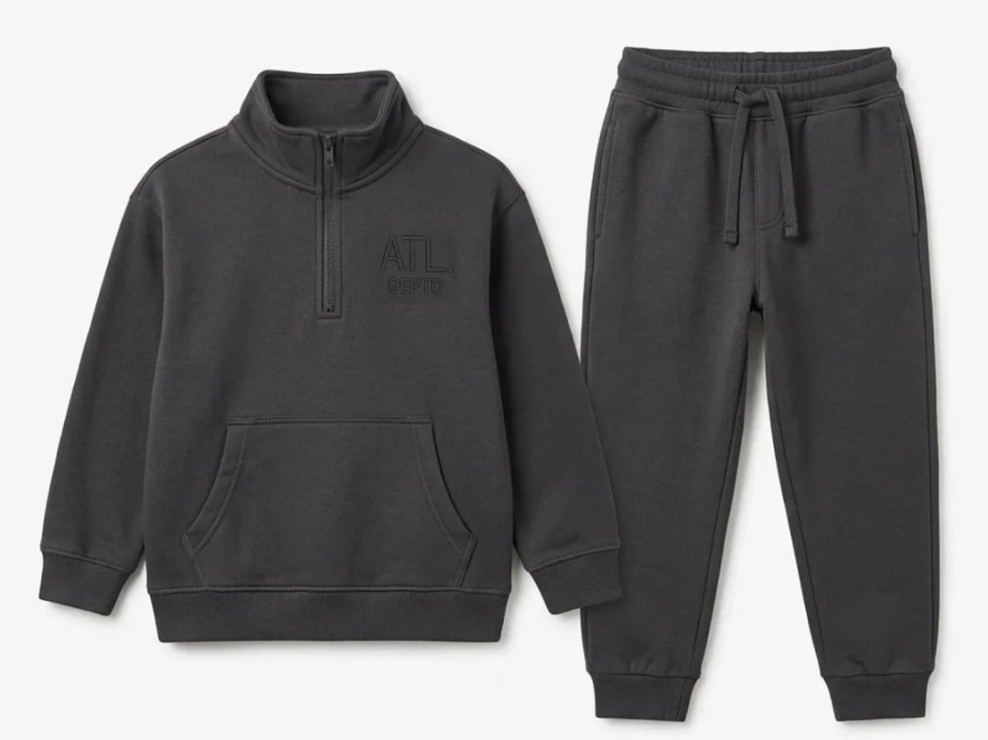 Boys' Quarter-Zip Tracksuit Set with Embossed Print - Koska - by Peralane