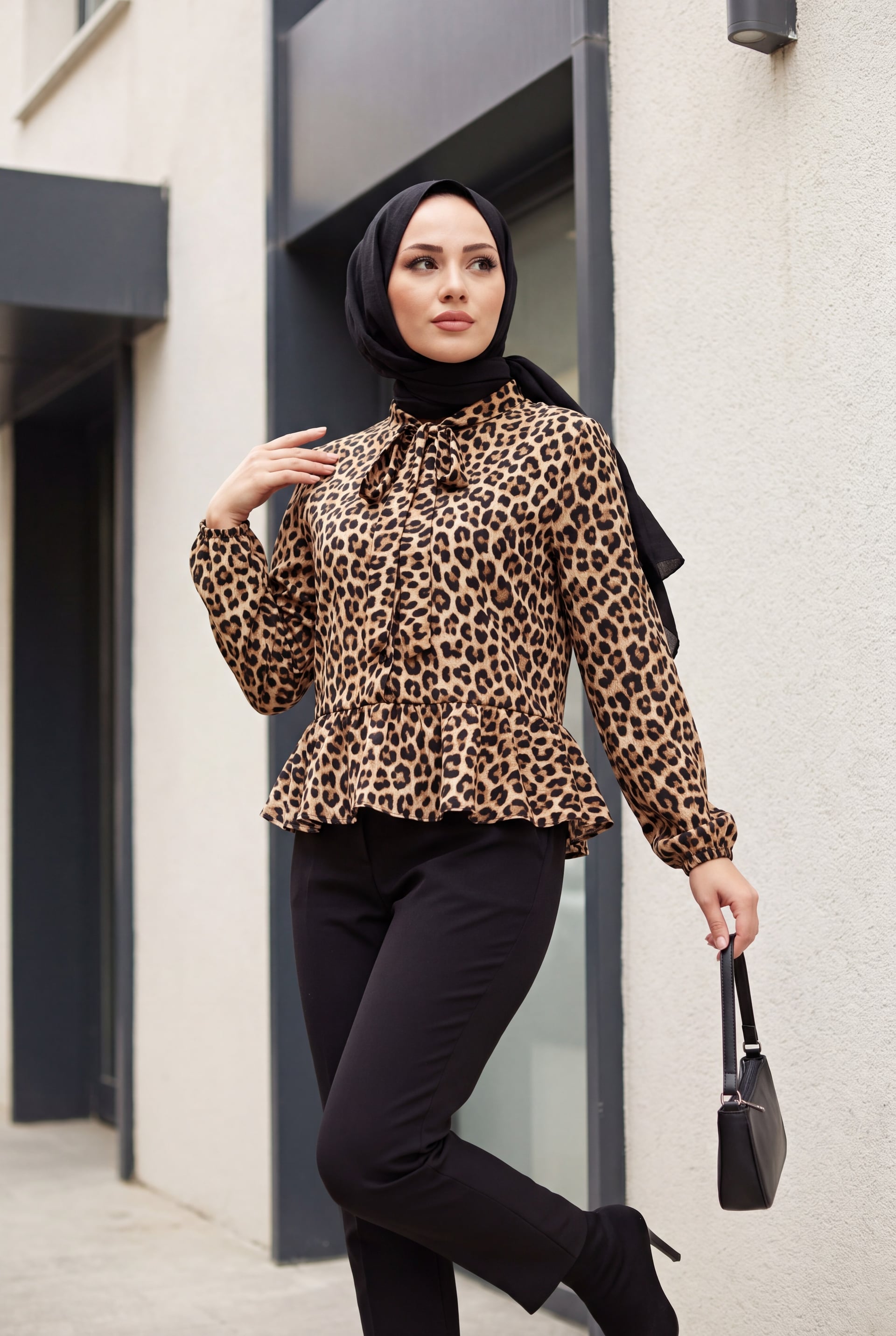Women's Patterned Long-Sleeve Blouse - Anthracite - Bigdart - by Peralane - photo 2