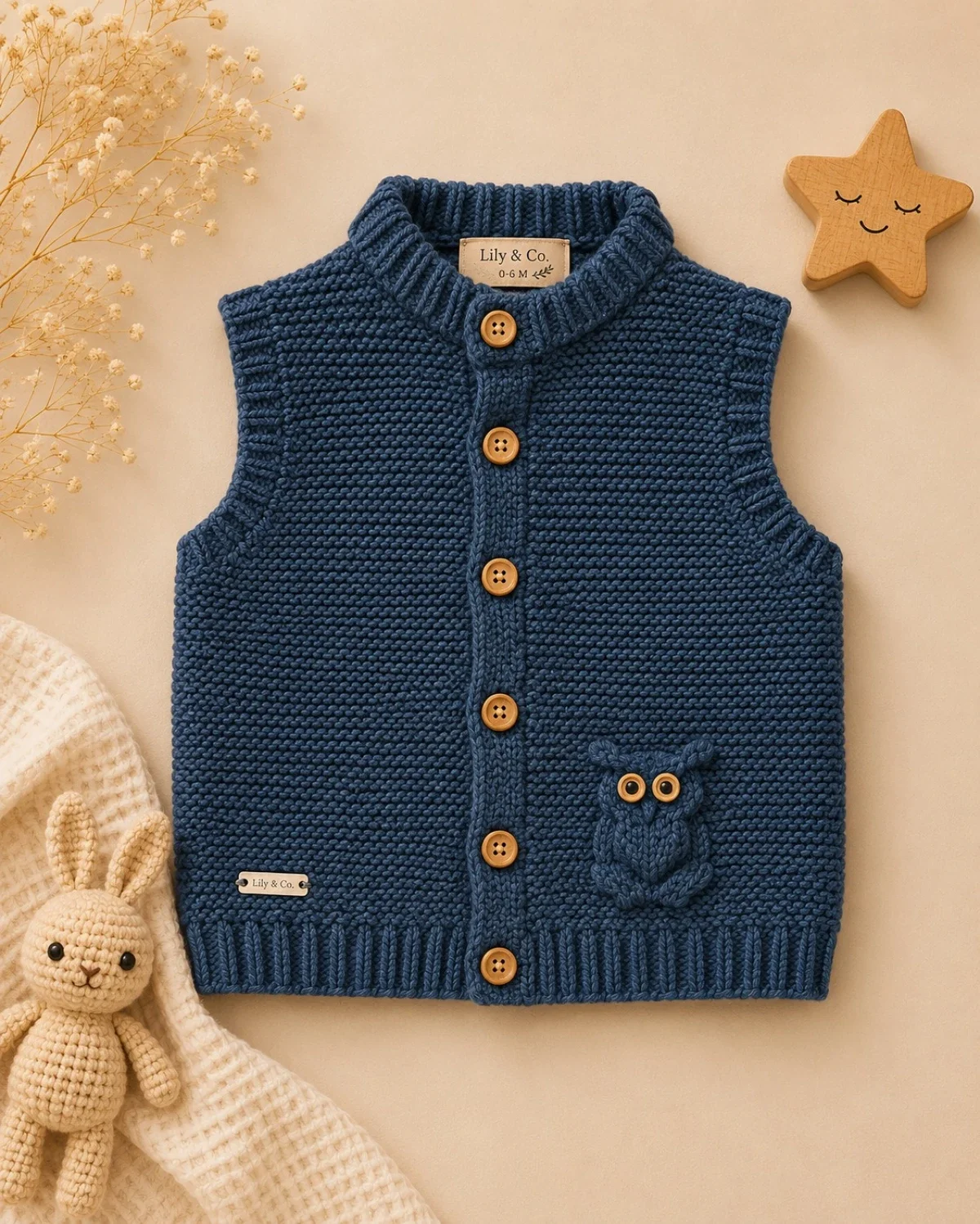Knitted Baby Vest - 1175 (Navy, Pack of 3) - Has Bereket - by Peralane