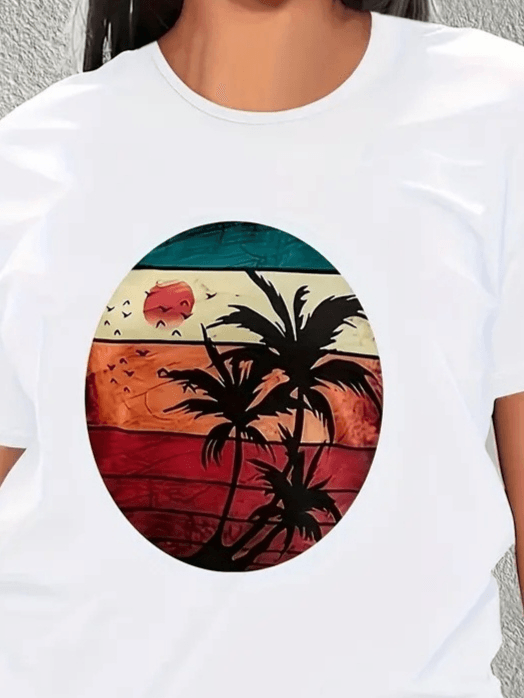Women's Short-Sleeve Palm Print Viscose T-Shirt - Janes - by Peralane - photo 12
