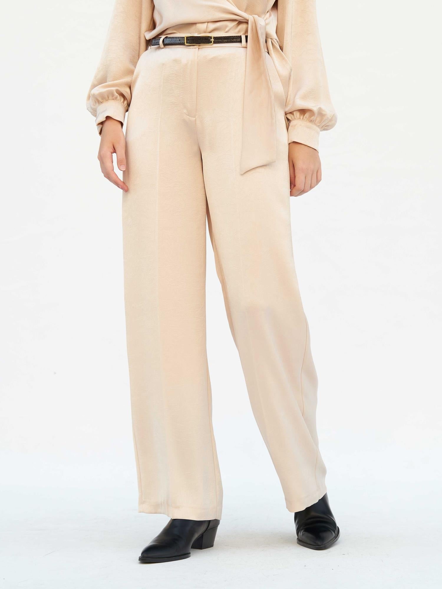 Crinkle Satin Belted Straight-Leg Trousers with Blouse Set - Lefon - by Peralane - photo 6