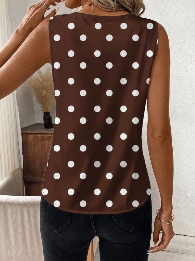 Women's Sleeveless V-Neck Polka Dot Blouse - Janes - by Peralane - photo 3