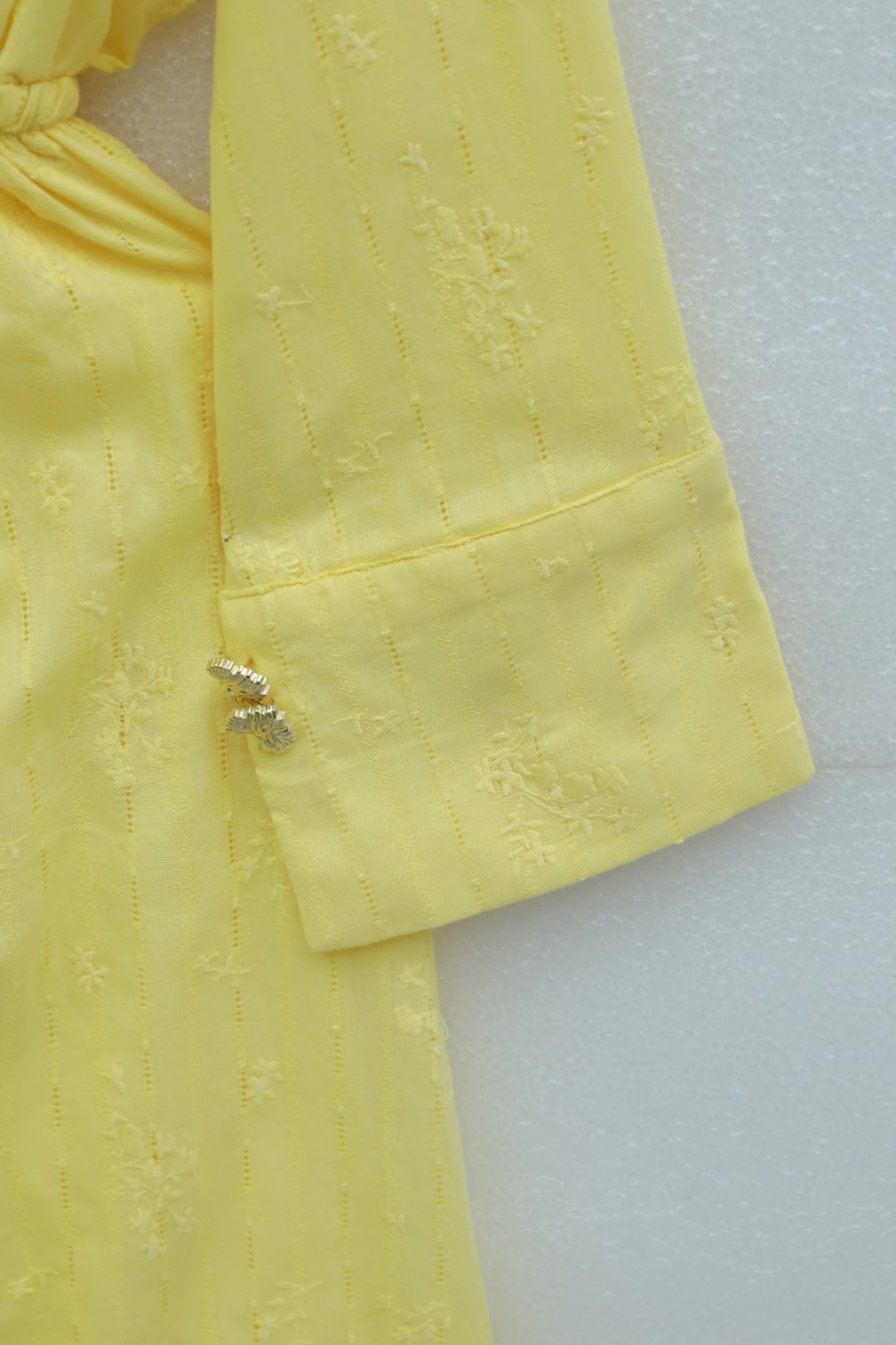 Half-Button Linen Look Maxi Dress with Elastic Waist and Drawstring - Yellow - Podyumplus - by Peralane - photo 4