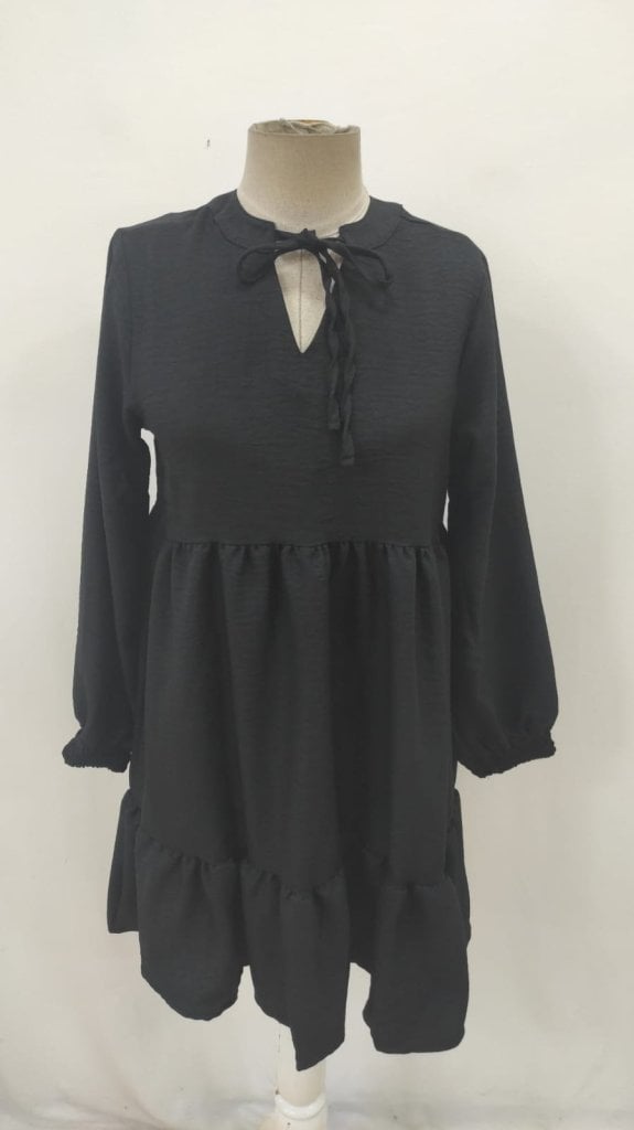 Women's Long-Sleeved Tie-Front Ruffled Linen Mini Dress - Janes - by Peralane - photo 6