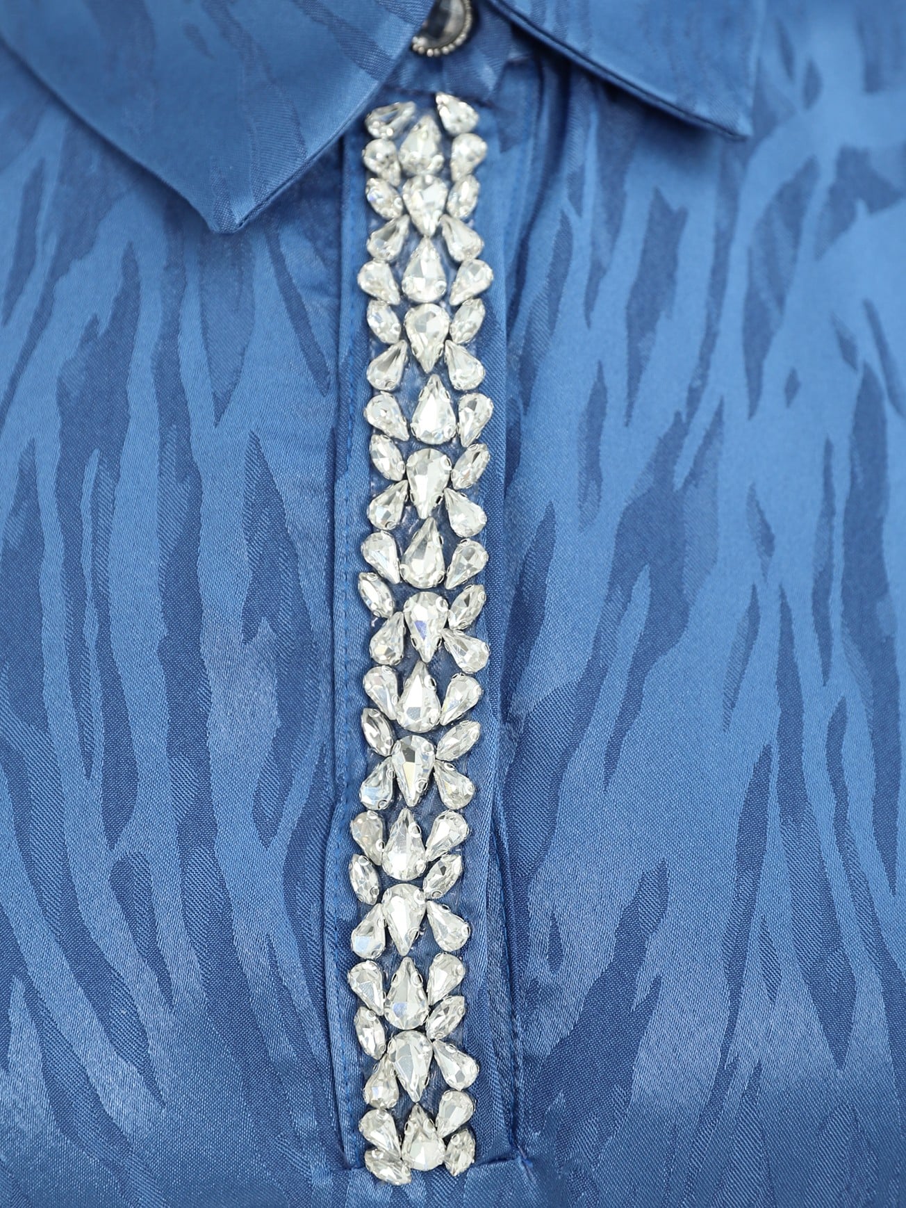 Women's Paneled Skirt Long-Sleeve Stone Detailed Dress in Blue - Size 38-44 - Podyumplus - by Peralane - photo 6