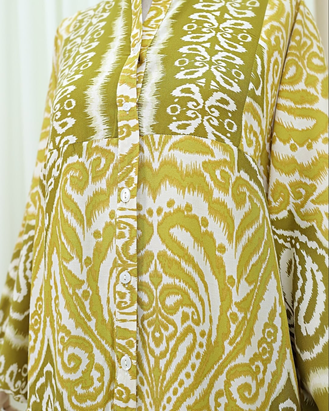 Half Button Collared Patchwork Dress - Mustard - Podyumplus - by Peralane - photo 4