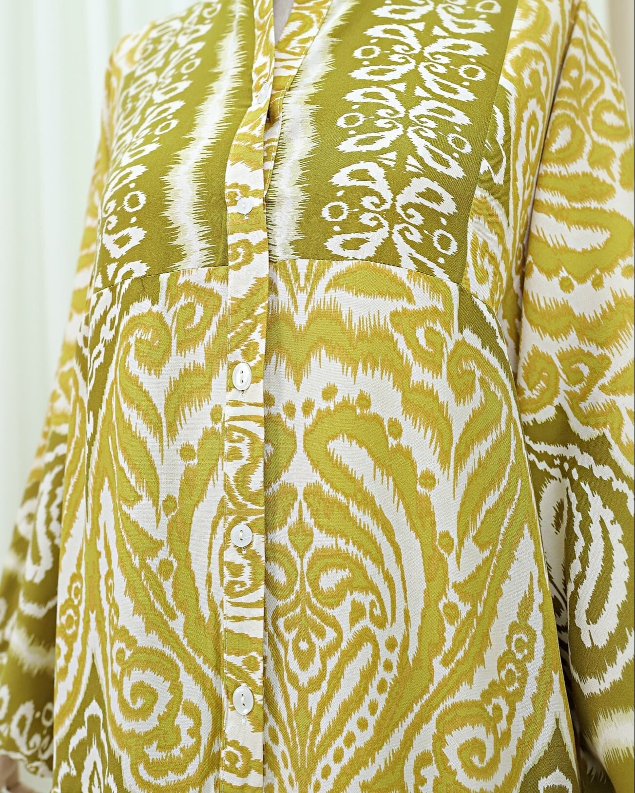 Half Button Collared Patchwork Dress - Mustard - Podyumplus - by Peralane - photo 4