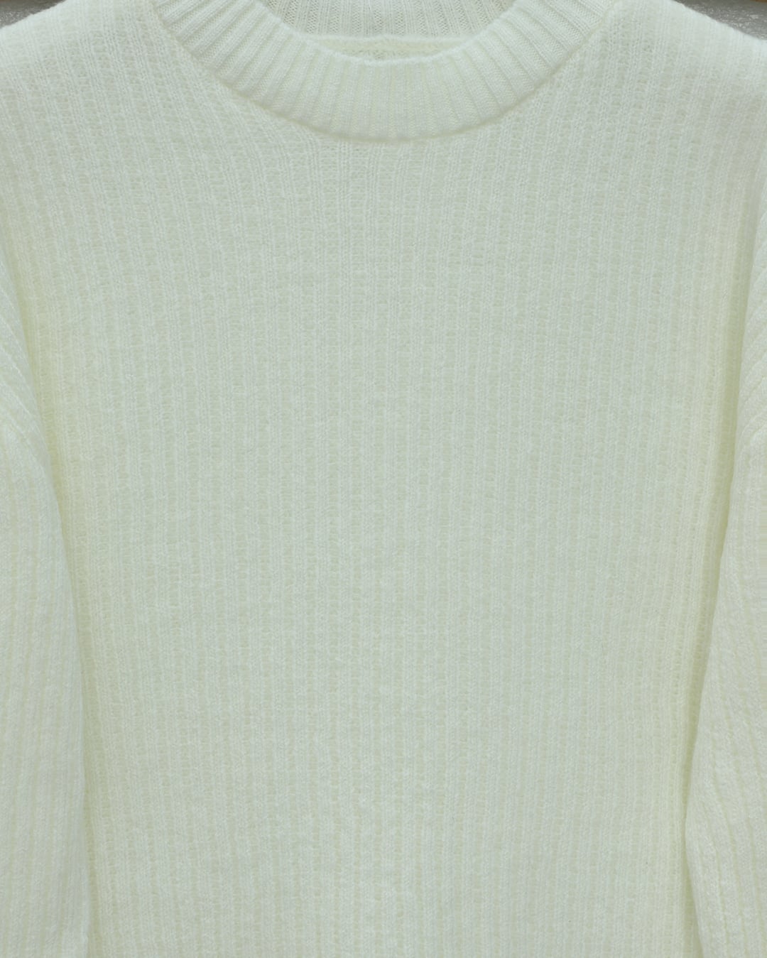 Ribbed Long Tunic Knit Sweater - Off White - Podyumplus - by Peralane - photo 3