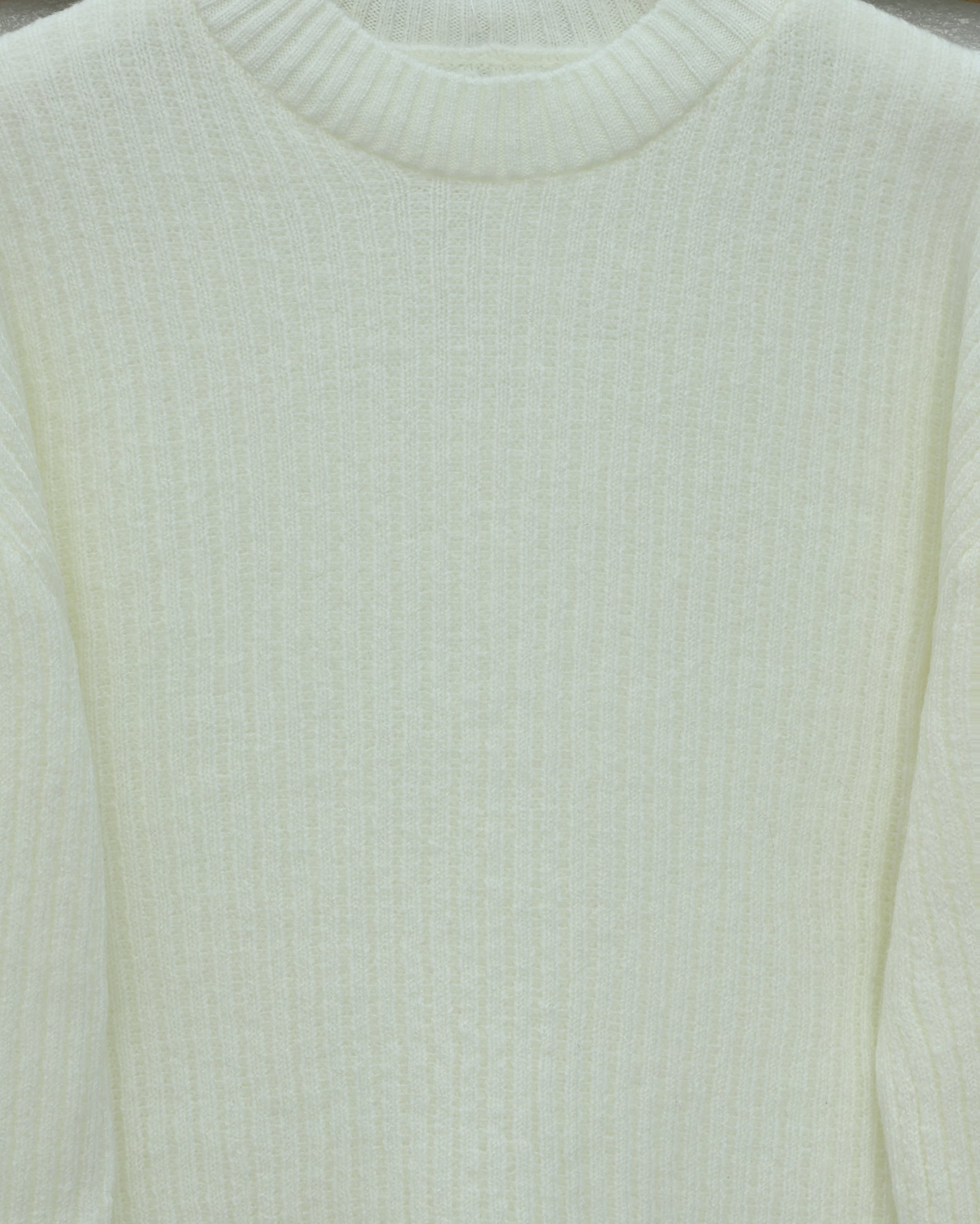 Ribbed Long Tunic Knit Sweater - Off White - Podyumplus - by Peralane - photo 3