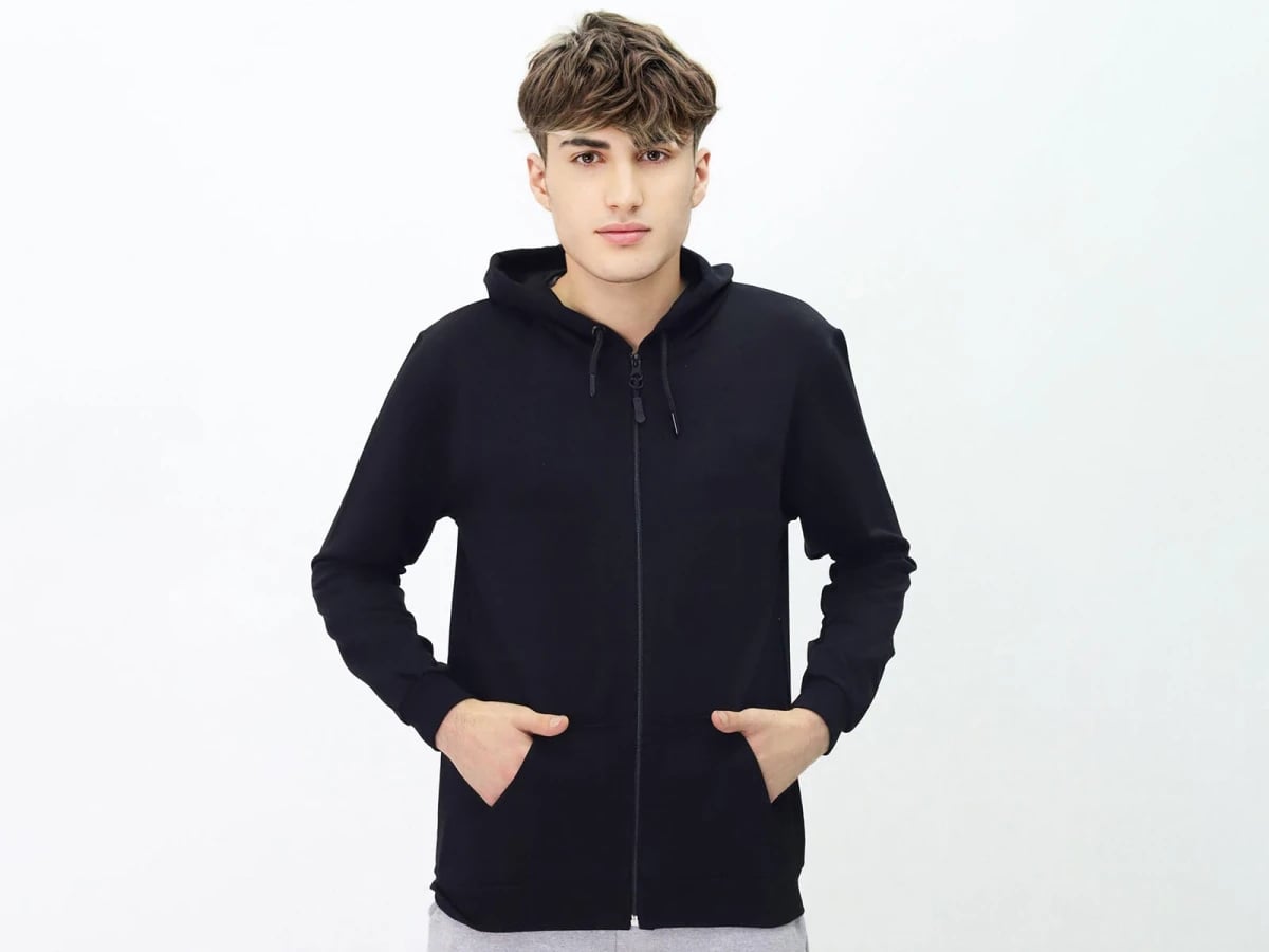 Boys' Full Zip Hoodie with Two Yarn Compact Fabric - Koska - by Peralane