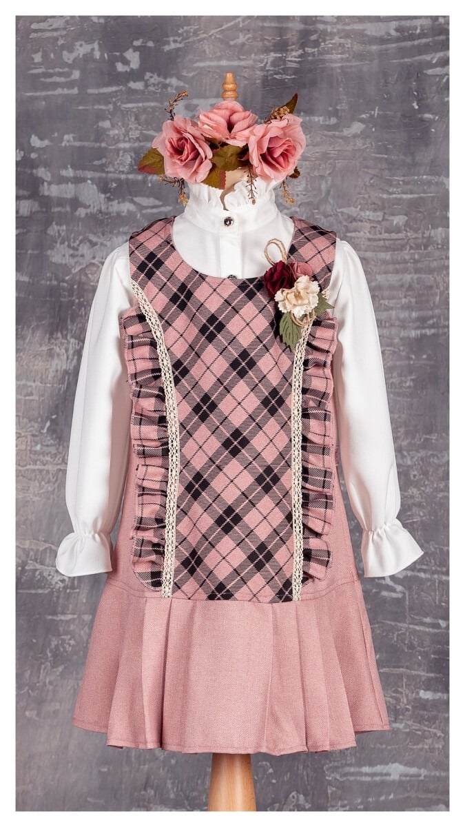 Girl's Dress Set with Blouse and Pinafore - 1042-2309 - Tivido - by Peralane