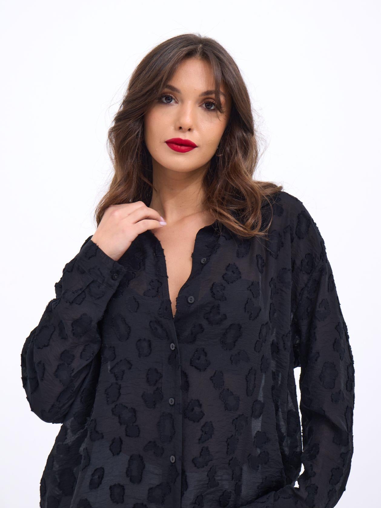 Women's Leopard Print V-Neck Blouse - Fame - by Peralane - photo 2