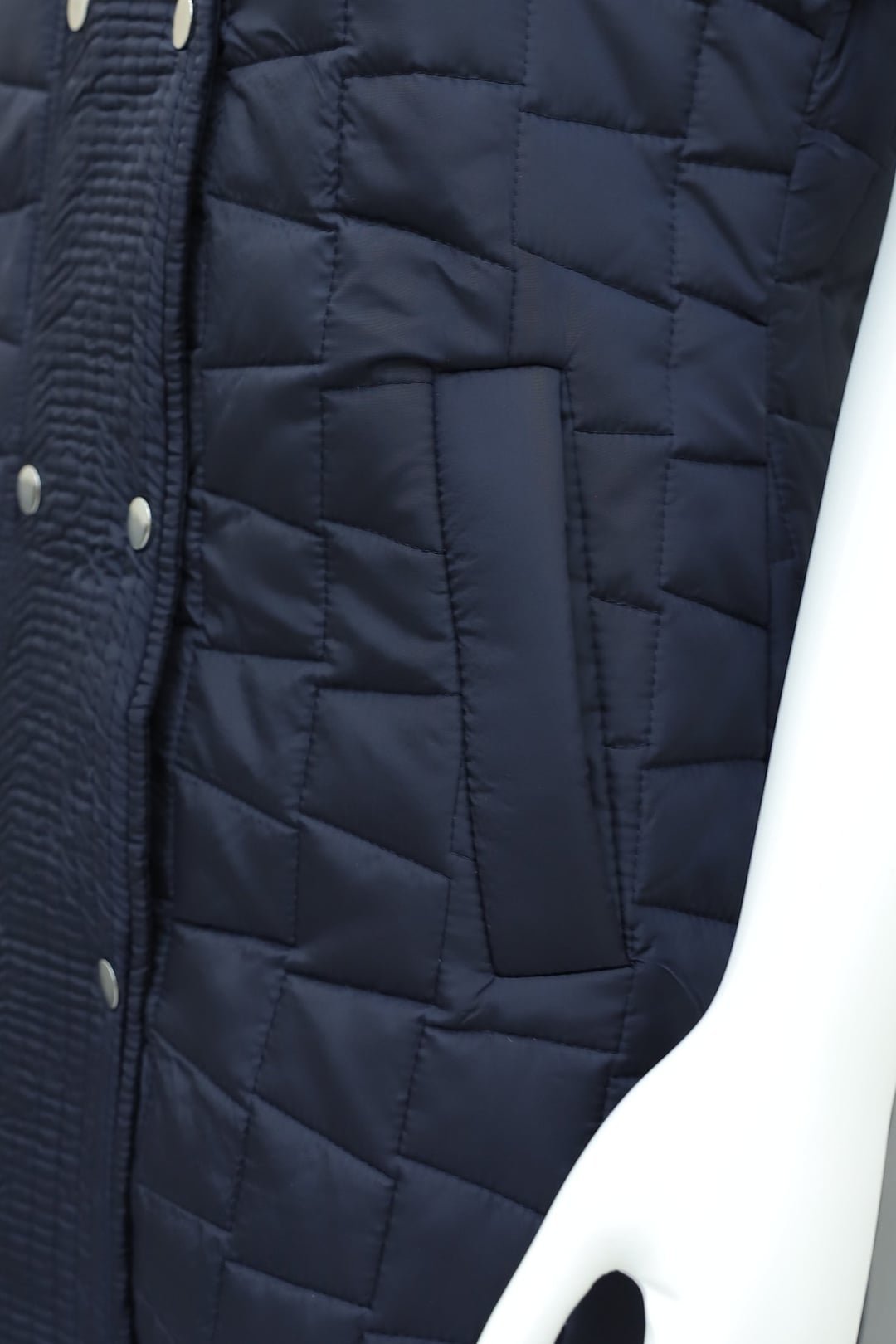Navy Blue Long Quilted Vest with Stand-Up Collar and Pockets - Podyumplus - by Peralane - photo 6