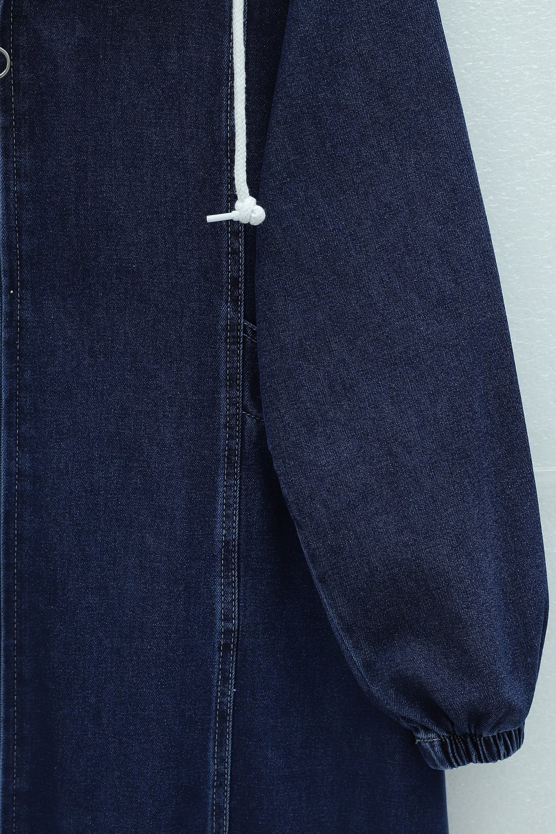 Longline Hooded Denim Jacket with Full-Length Zip - Indigo - Podyumplus - by Peralane - photo 8