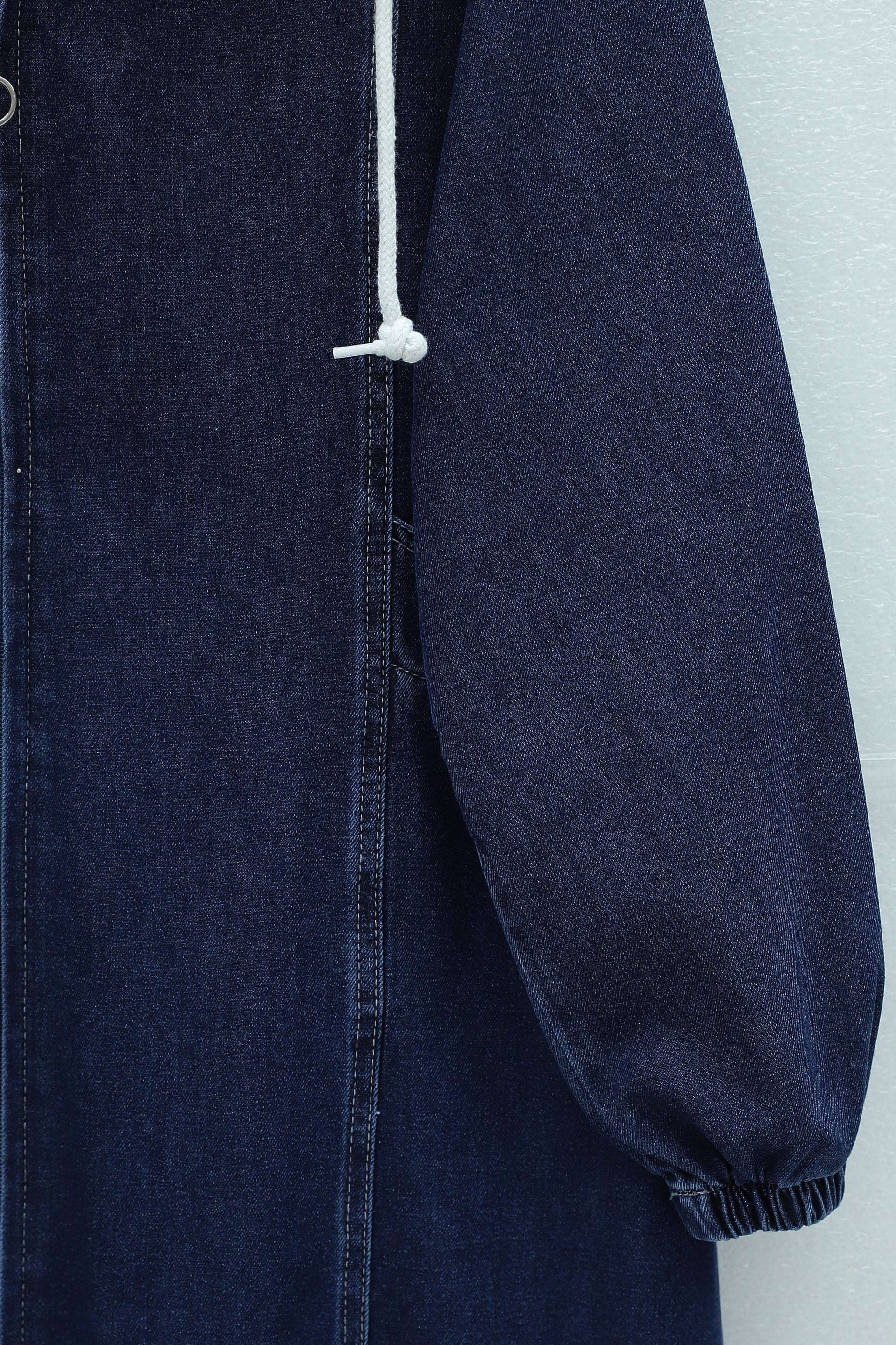 Longline Hooded Denim Jacket with Full-Length Zip - Indigo - Podyumplus - by Peralane - photo 8