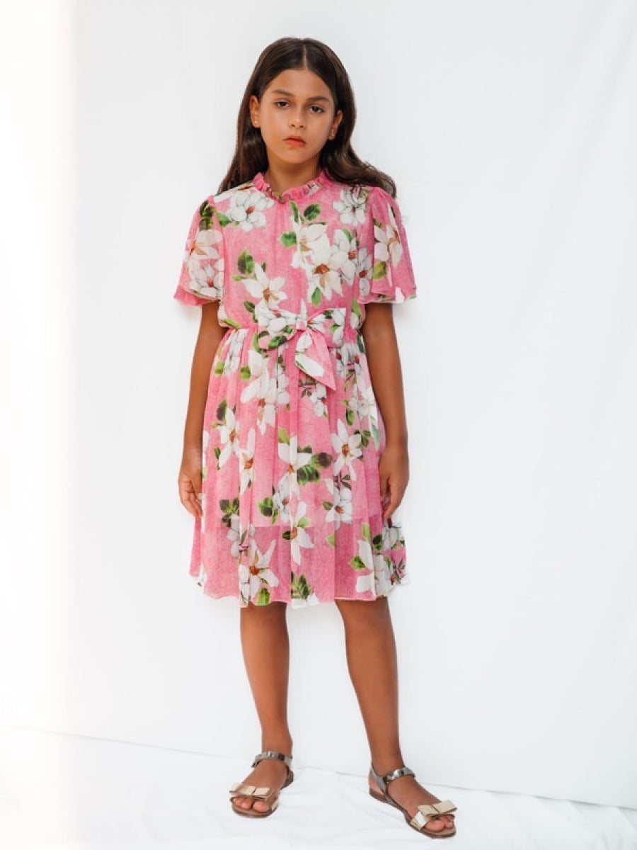 Girls Floral Print Dress with Pleated Skirt 4-12 Years (Pack of 5) - Sheshe - by Peralane