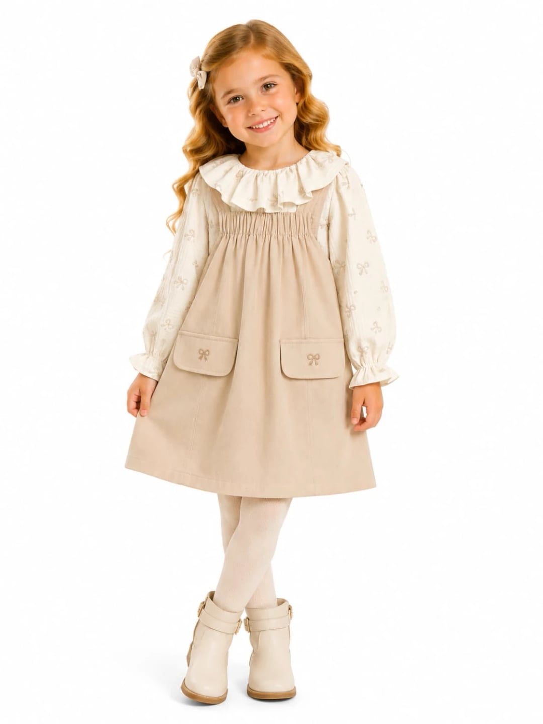 Baby Corduroy Pinafore Dress with Shirt - 1051 - Serkon Baby - by Peralane