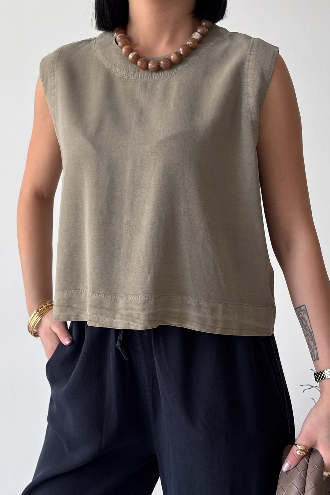 Drawstring Wide-Leg Trousers in Green - Xlove - by Peralane - photo 3