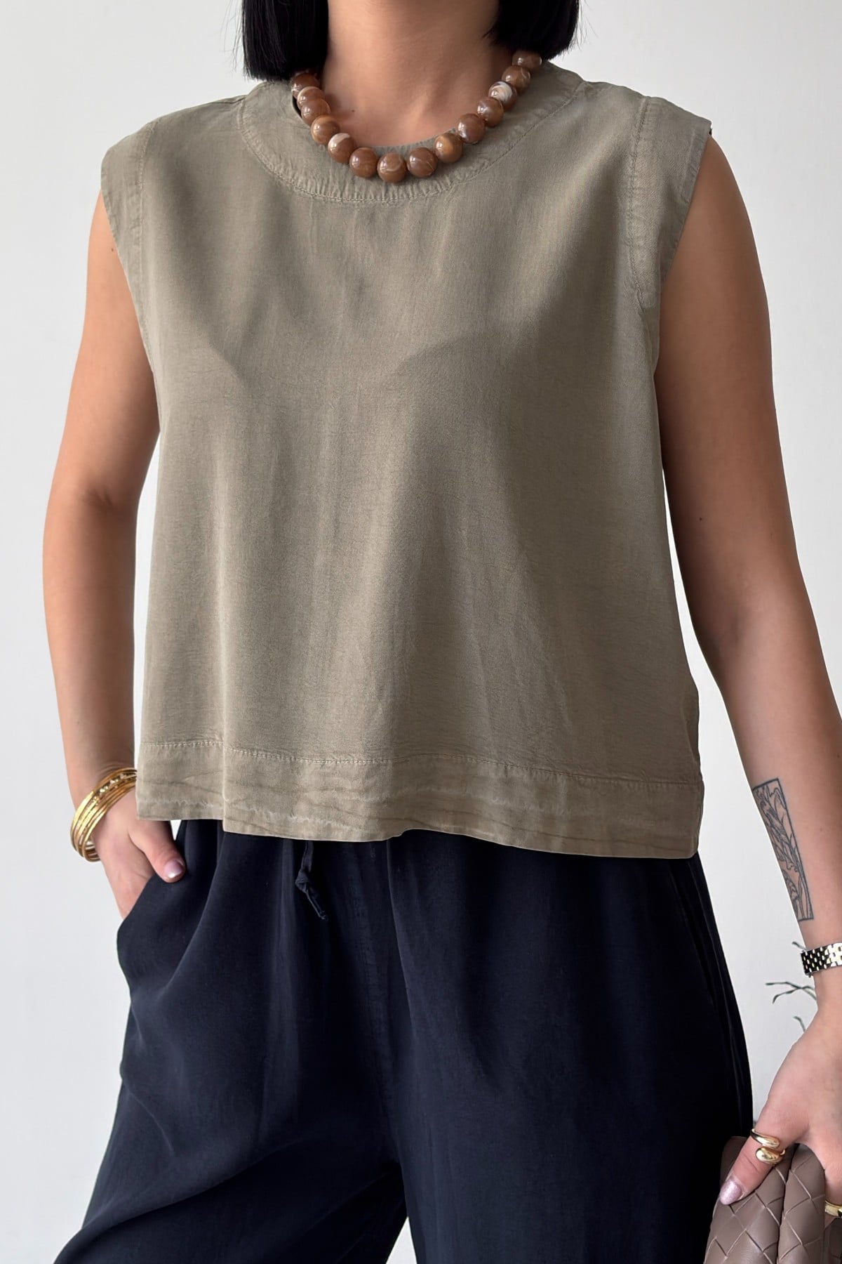 Drawstring Wide-Leg Trousers in Green - Xlove - by Peralane - photo 3