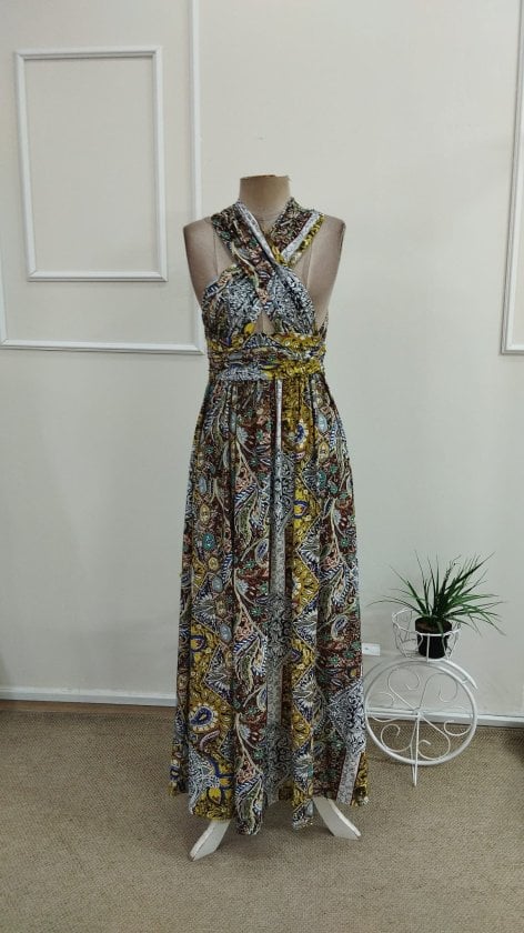 Women's Halter Neck Maxi Dress with Paisley Print and Criss-Cross Back - Janes - by Peralane - photo 3