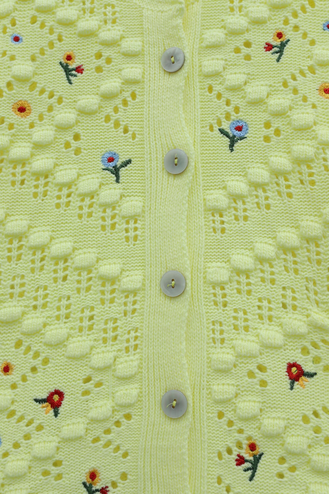 Light Yellow Floral Embroidered Knit Cardigan - Podyumplus - by Peralane - photo 6