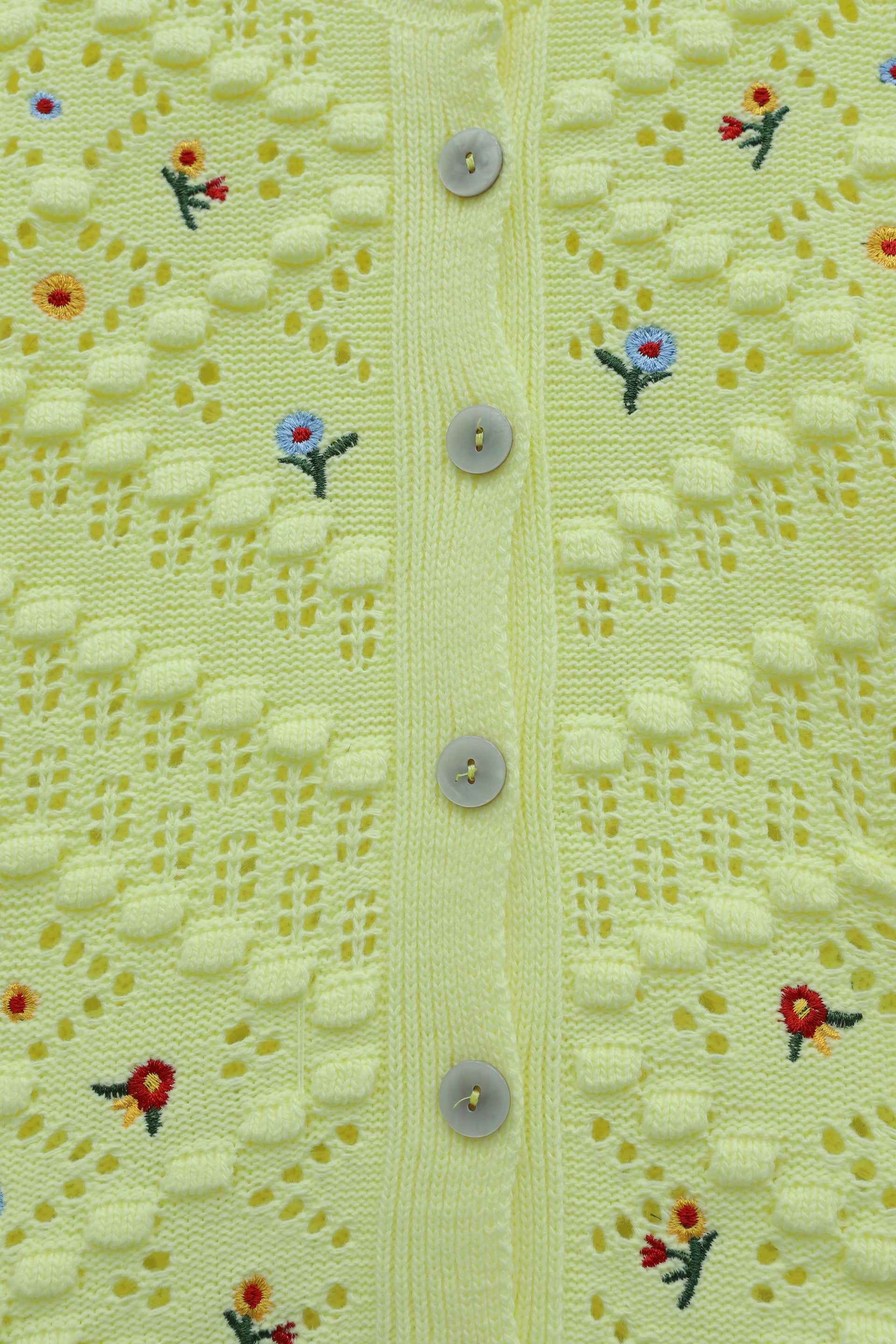 Light Yellow Floral Embroidered Knit Cardigan - Podyumplus - by Peralane - photo 6