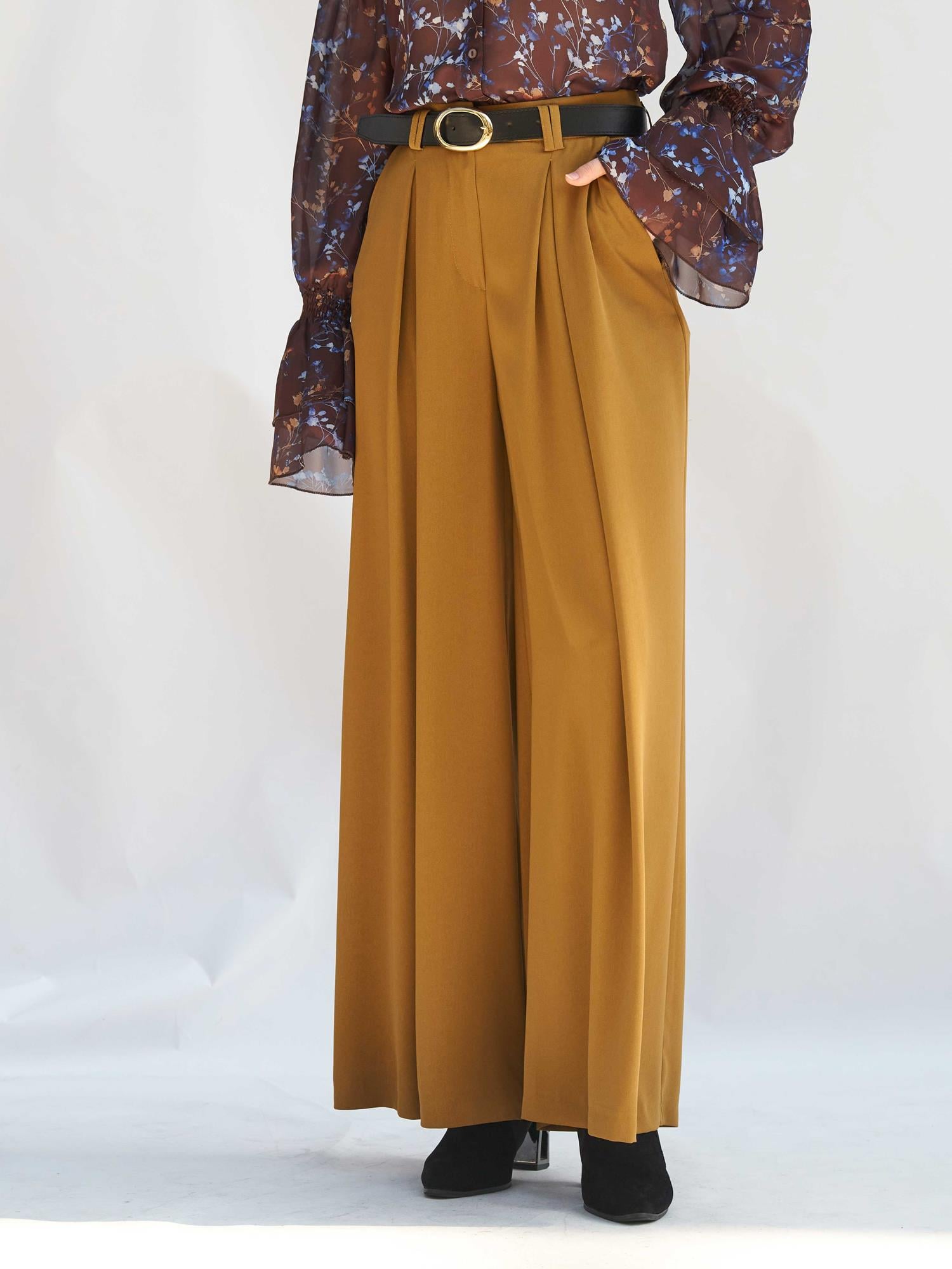 Long-Sleeved Sheer Blouse with Floral Print - Khaki - Lefon - by Peralane - photo 6