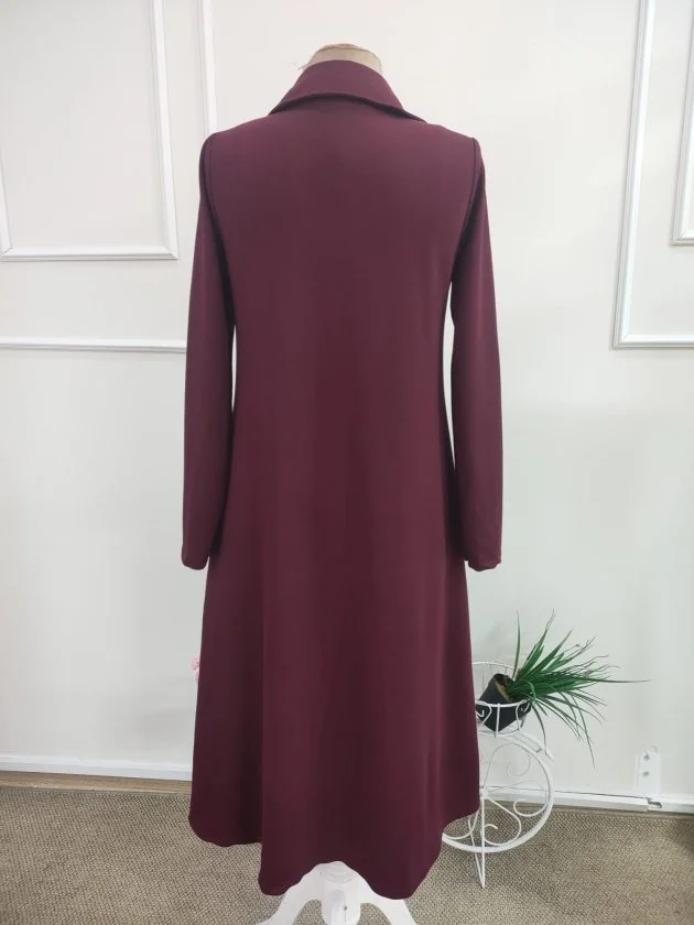 Women's Long-Sleeve Collared Midi Viscose Two-Thread Dress - Janes - by Peralane - photo 3