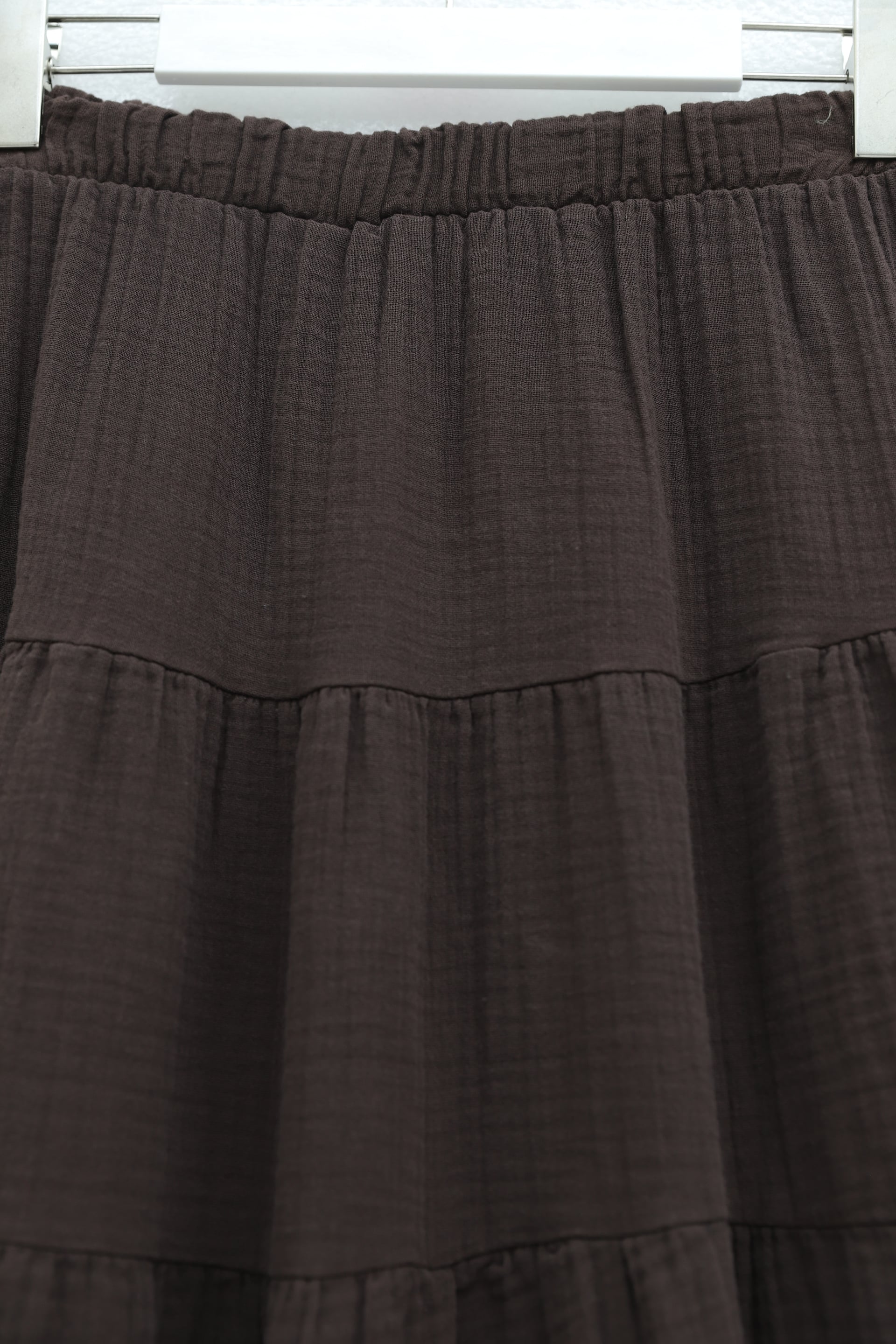 Elasticated Tiered Muslin Maxi Skirt in Brown - Podyumplus - by Peralane - photo 3