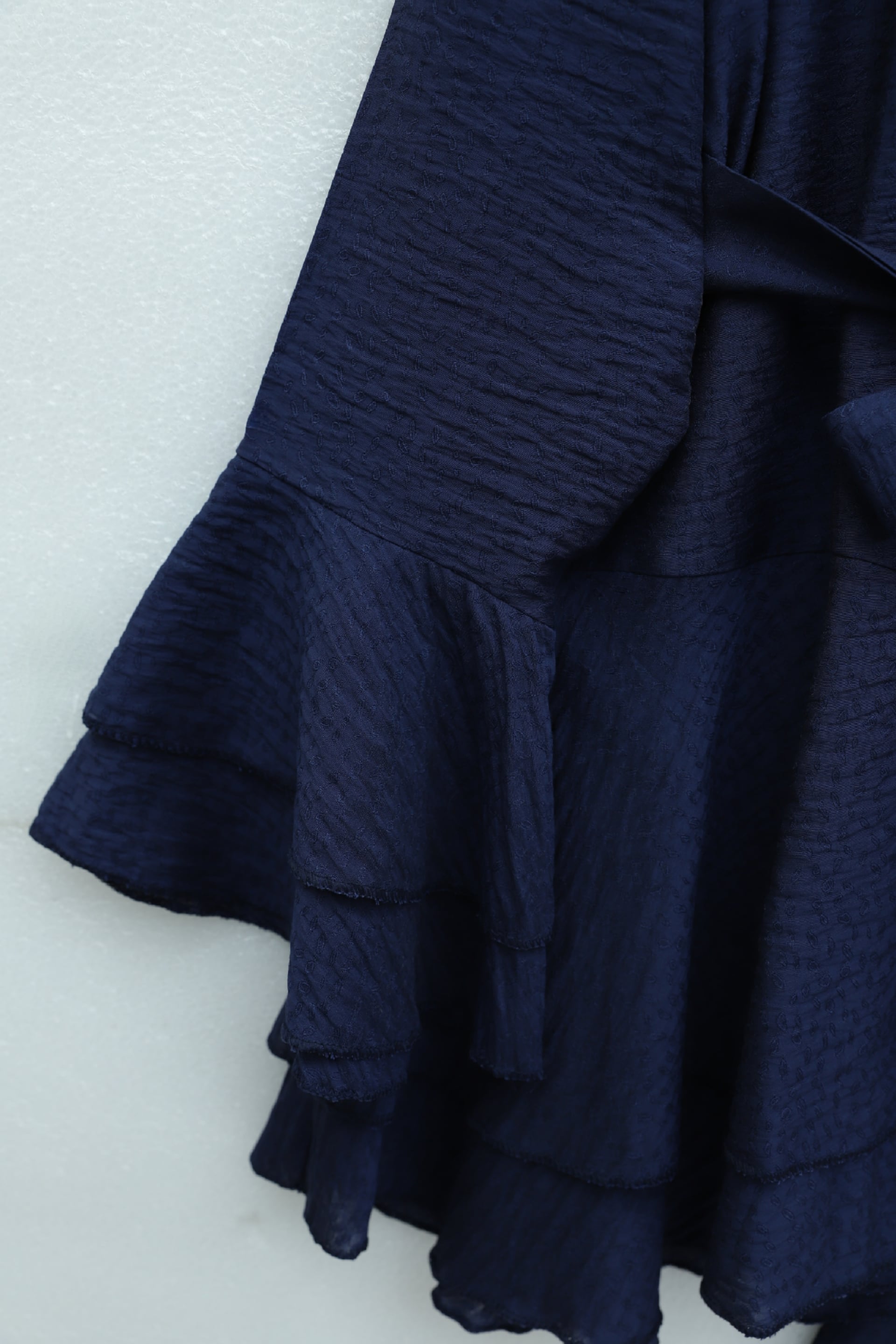 Navy Blue Jacquard Waffle Co-ord Set with Tunic and Wide-Leg Trousers - Podyumplus - by Peralane - photo 7