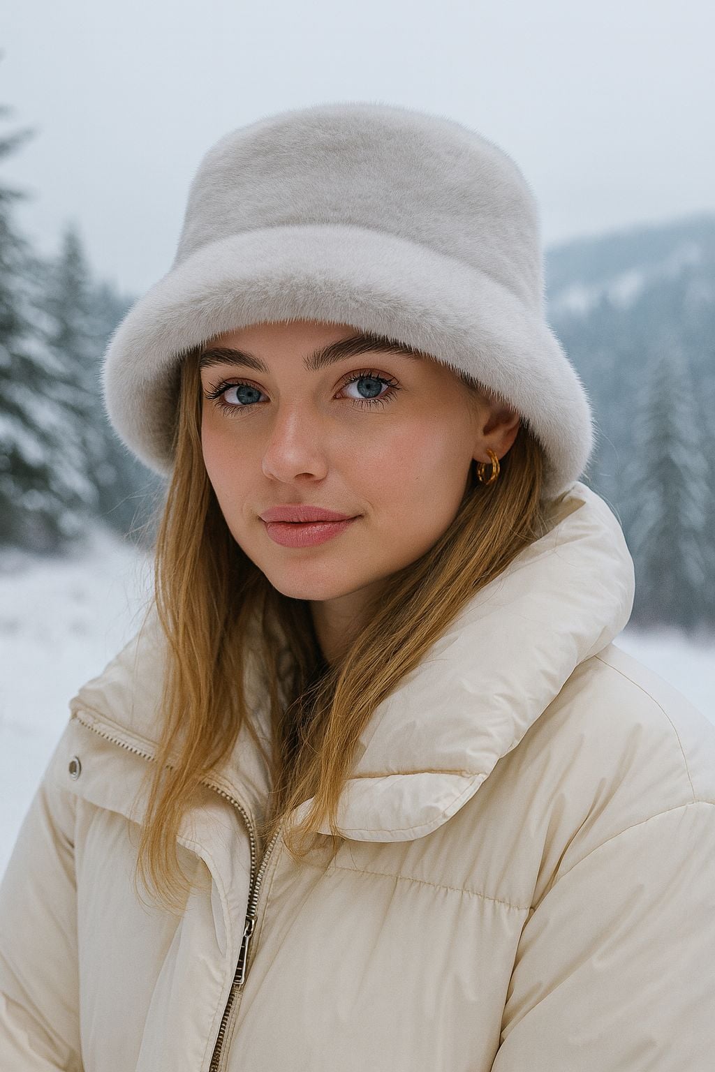 Grey Plush Bucket Hat for Women - Nesvay - by Peralane
