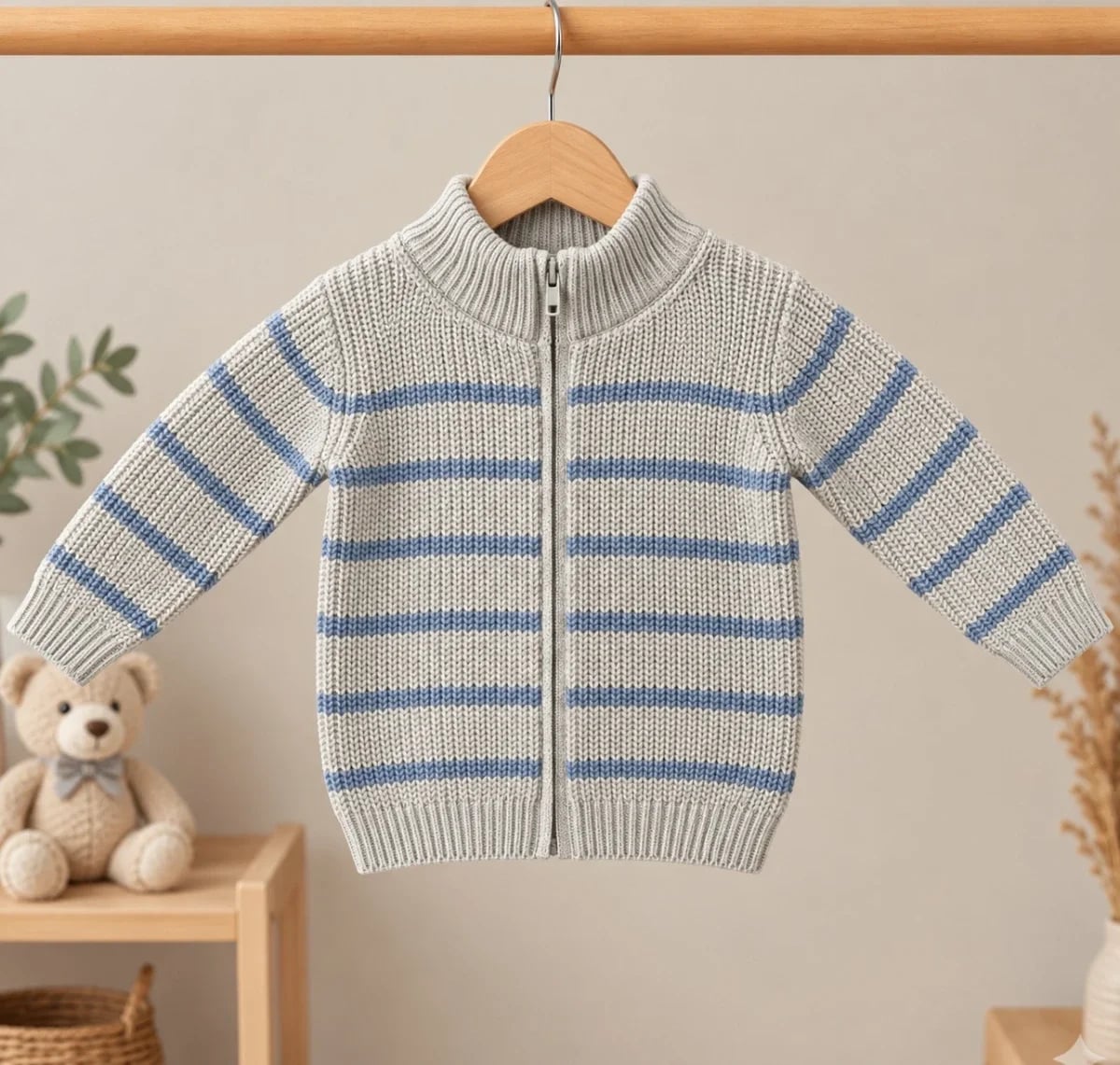 Kids' Striped Knit Cardigan - Indigo - Interkidsy - by Peralane