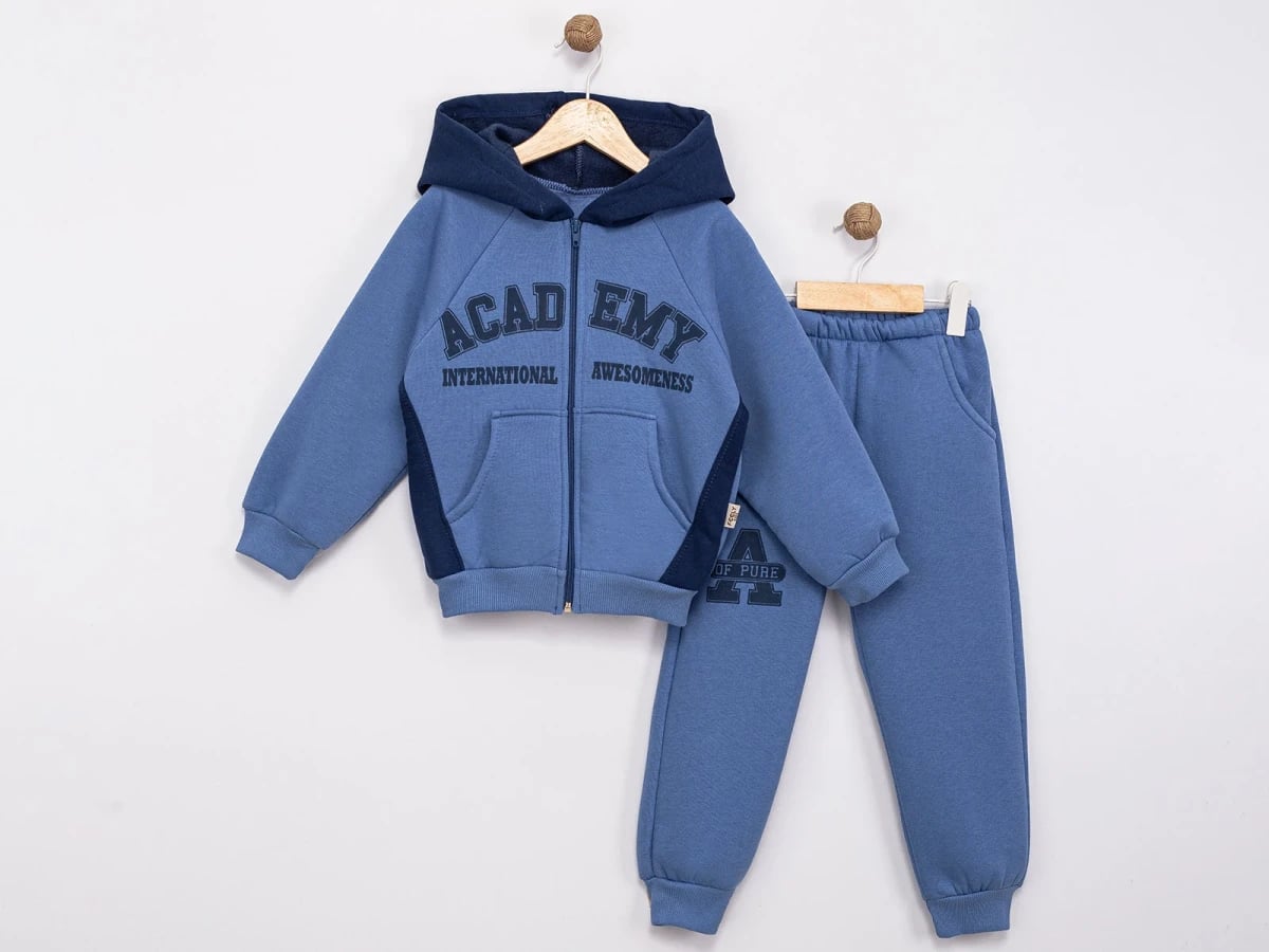 Academy Printed Zip-Up Hoodie and Jogger Set for Boys - Feely Kids - by Peralane