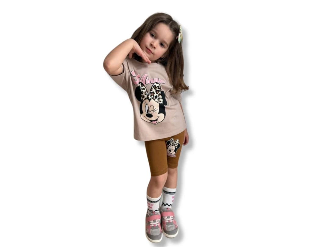 Minnie Print Leopard Pattern Girls' Set - Replikas - by Peralane