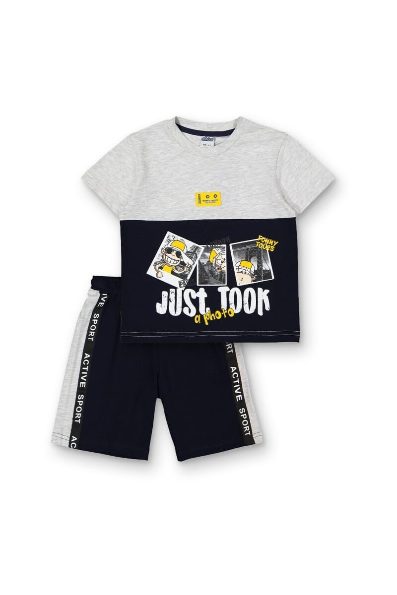 Boys' 2-Piece T-Shirt and Shorts Set, Navy, Ages 3-6 Years - Elnino - by Peralane
